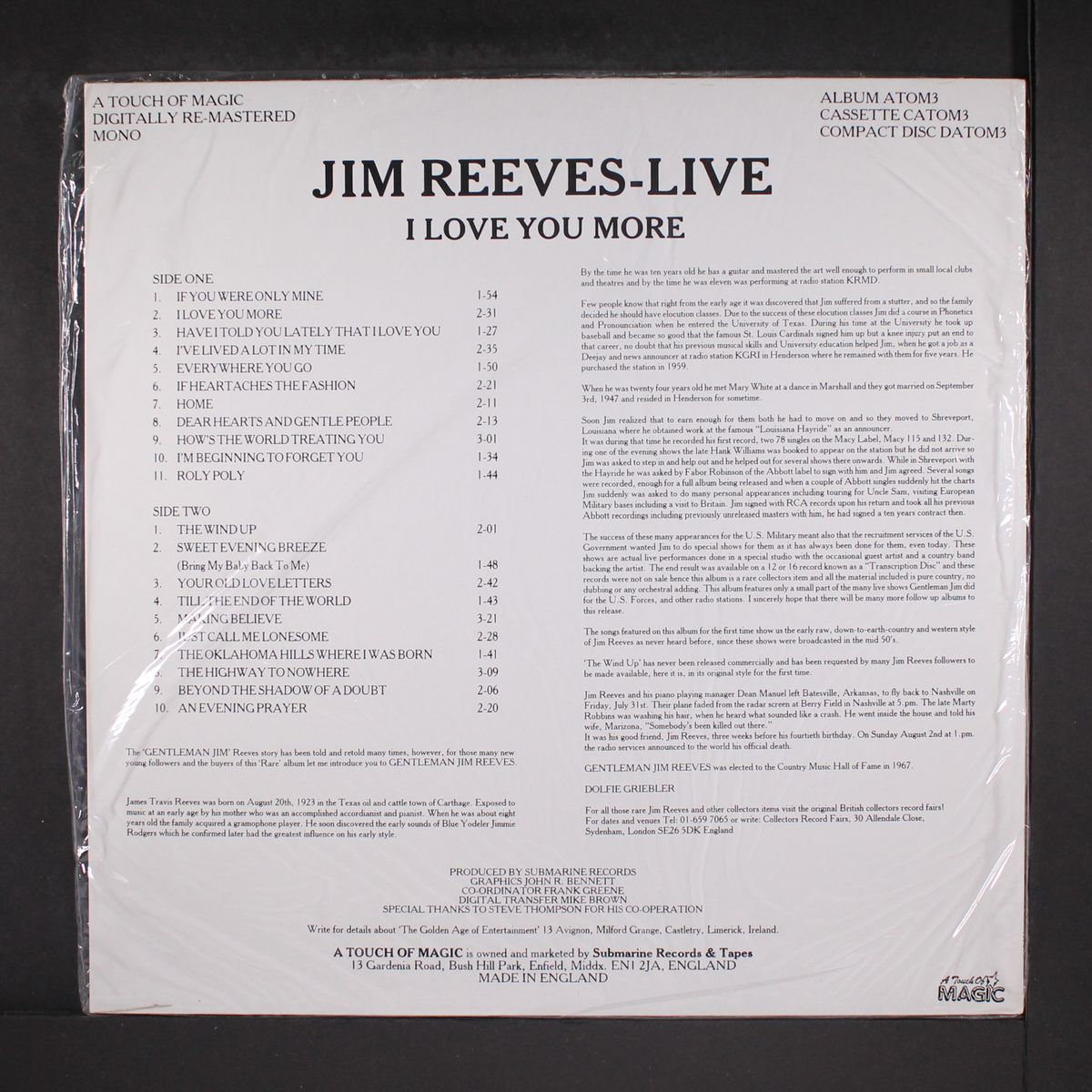 live, i love you more by JIM REEVES