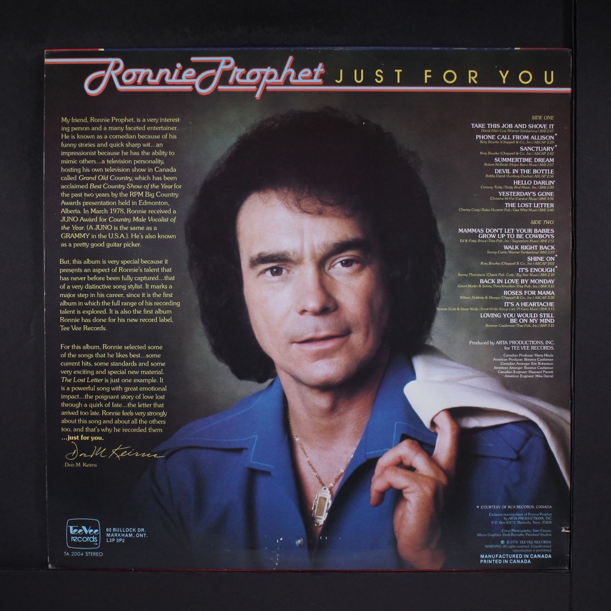 just for you by RONNIE PROPHET