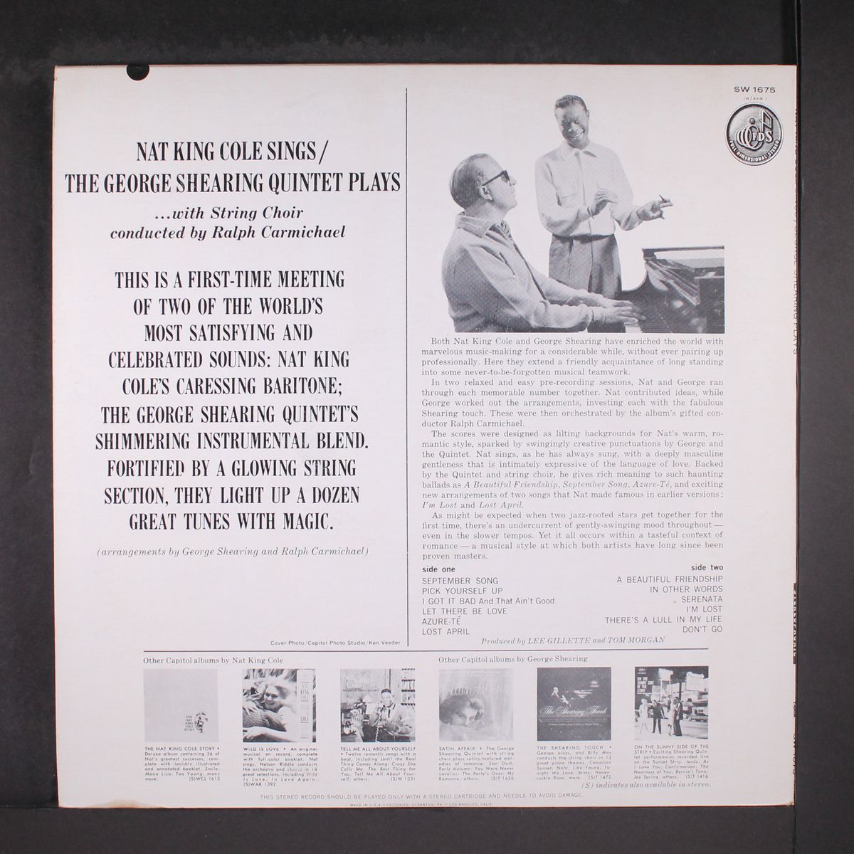 sings/plays by NAT KING COLE & GEORGE SHEARING