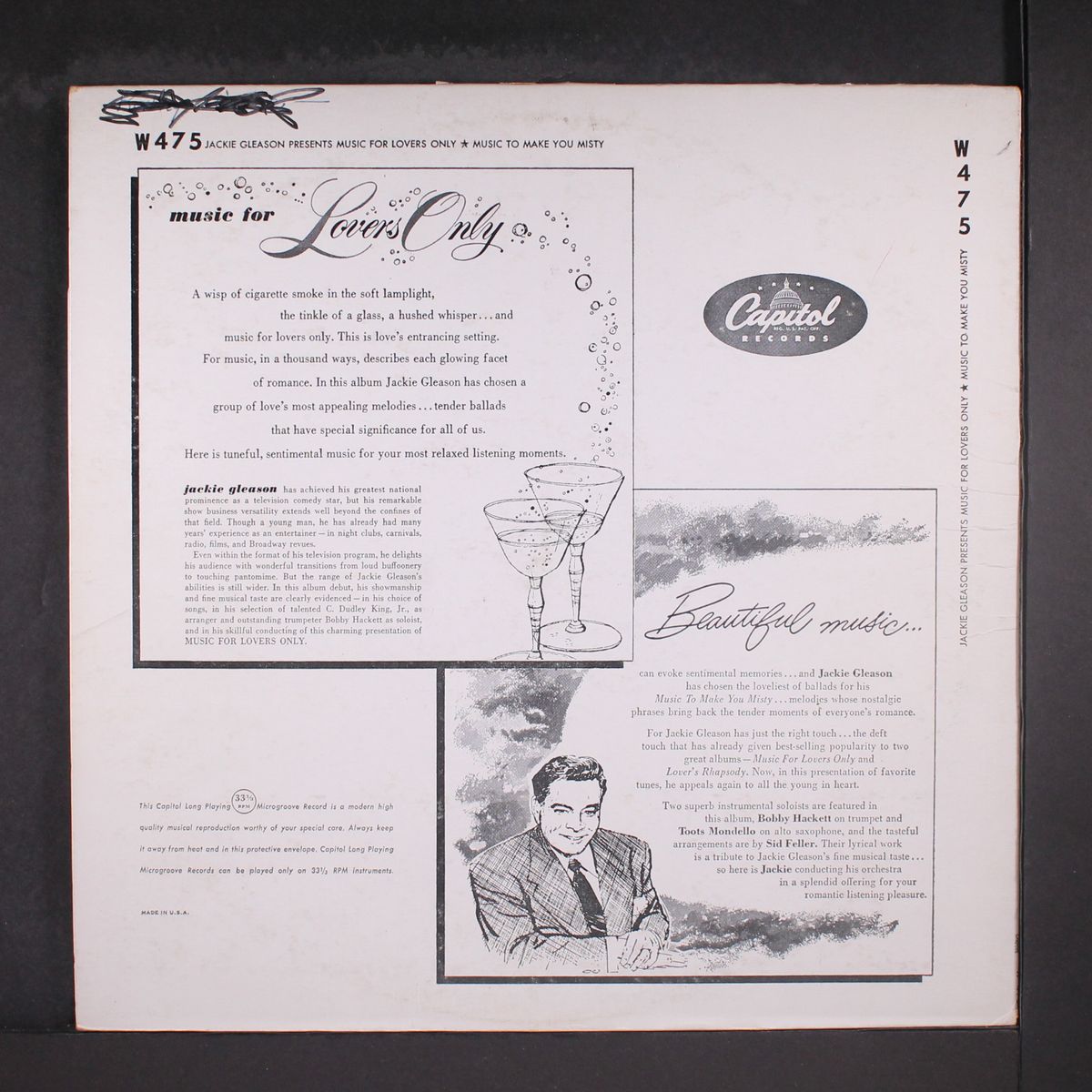 presents music for lovers only / music to make you misty by JACKIE GLEASON