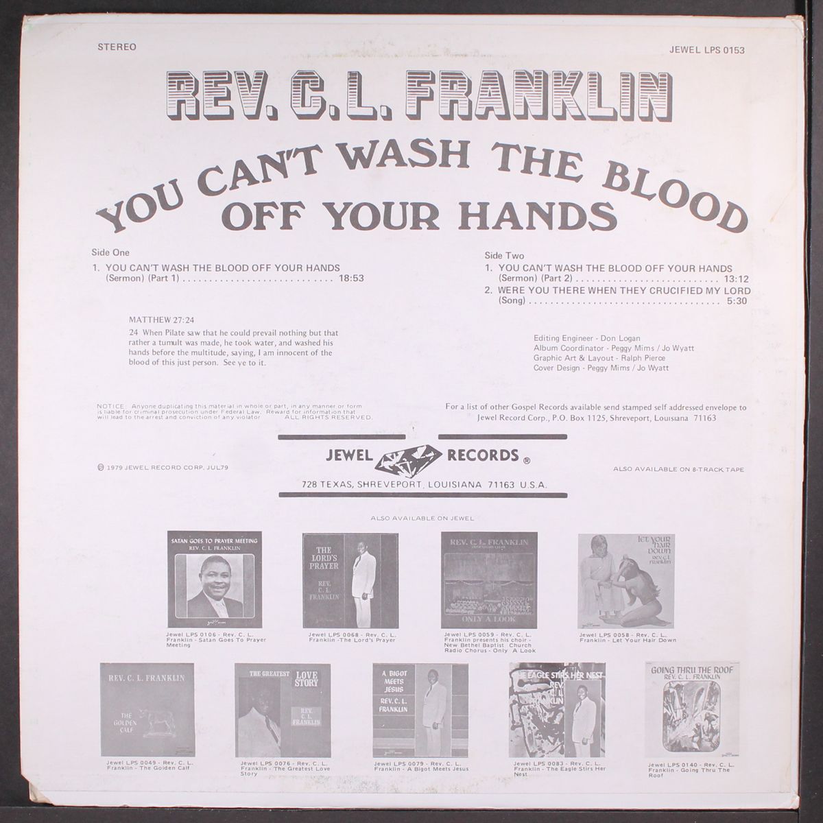 you can't wash the blood off your hands by REV. C.L. FRANKLIN