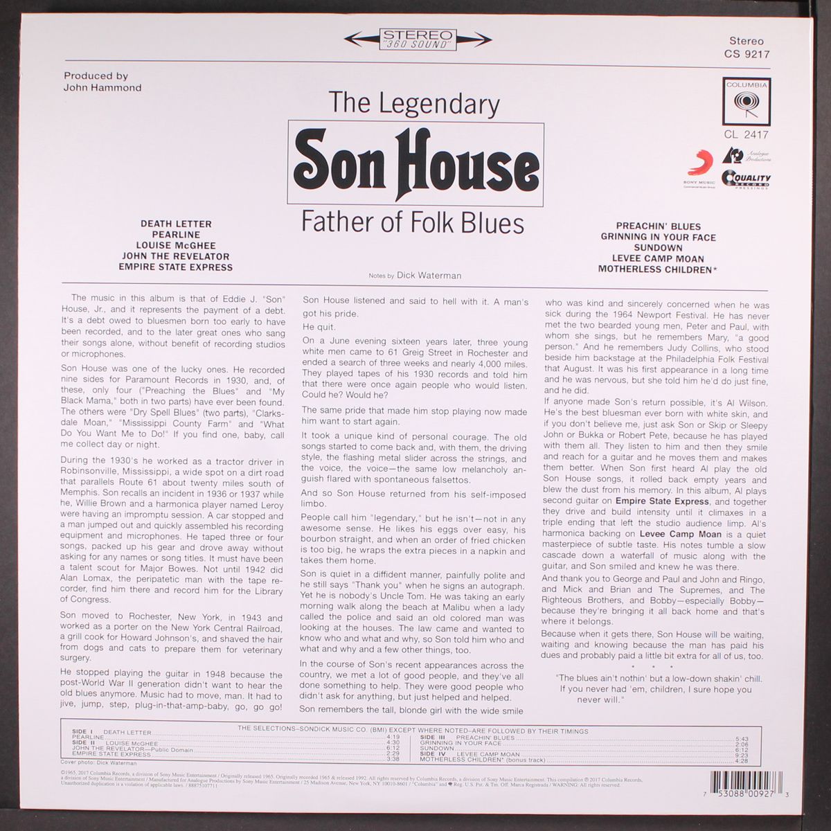 father of folk blues by SON HOUSE