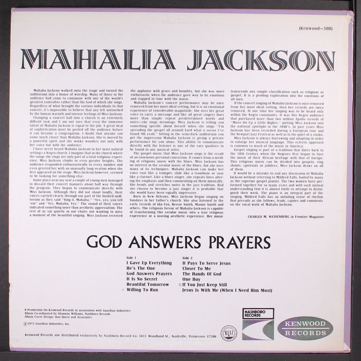 god answers prayers by MAHALIA JACKSON