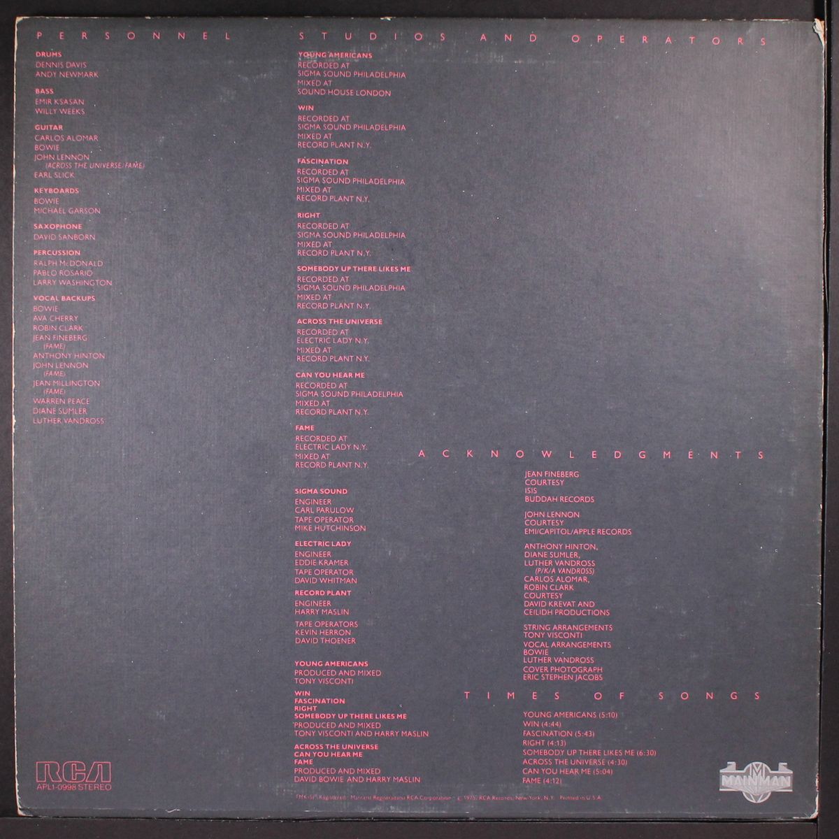 young americans by DAVID BOWIE