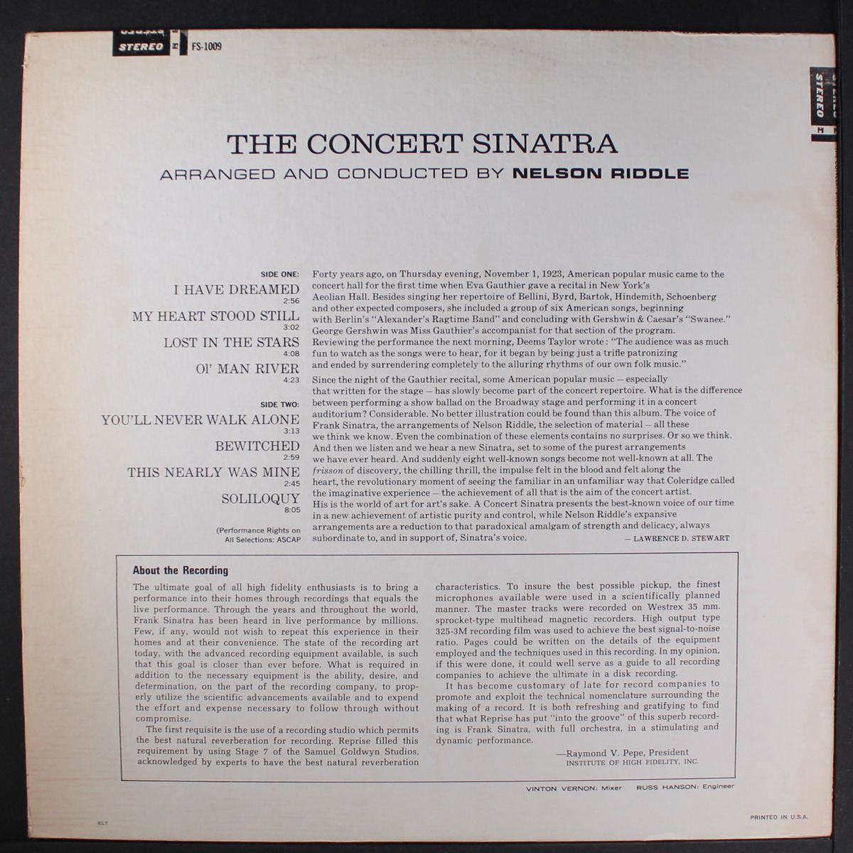 the concert sinatra by FRANK SINATRA