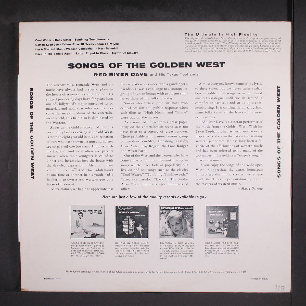 songs of the golden west by RED RIVER DAVE