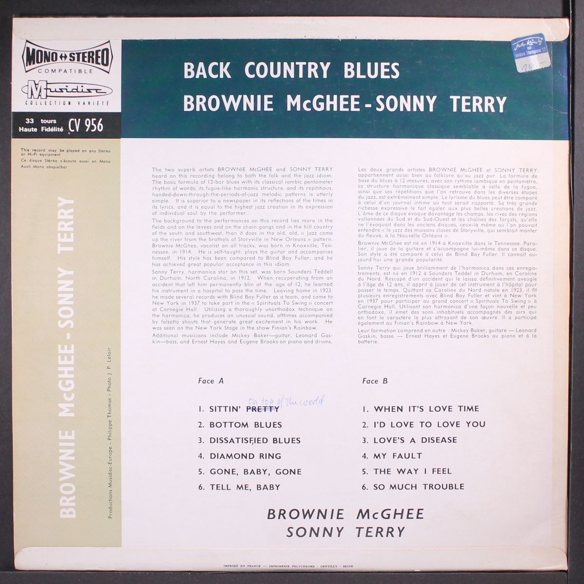back country blues by BROWNIE MCGHEE & SONNY TERRY