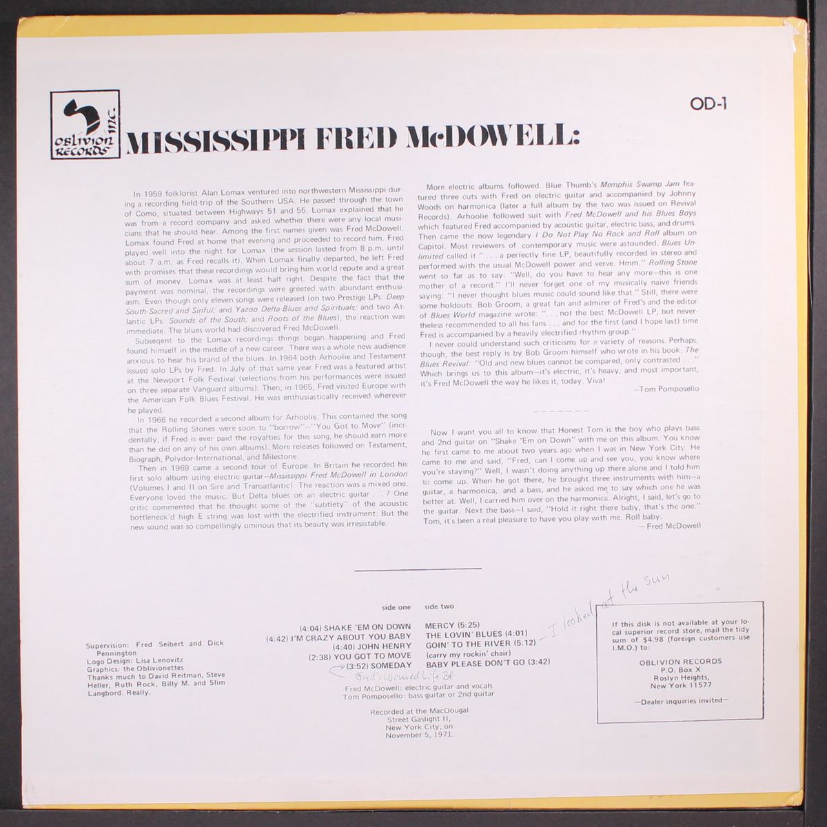 live in new york by MISSISSIPPI FRED MCDOWELL
