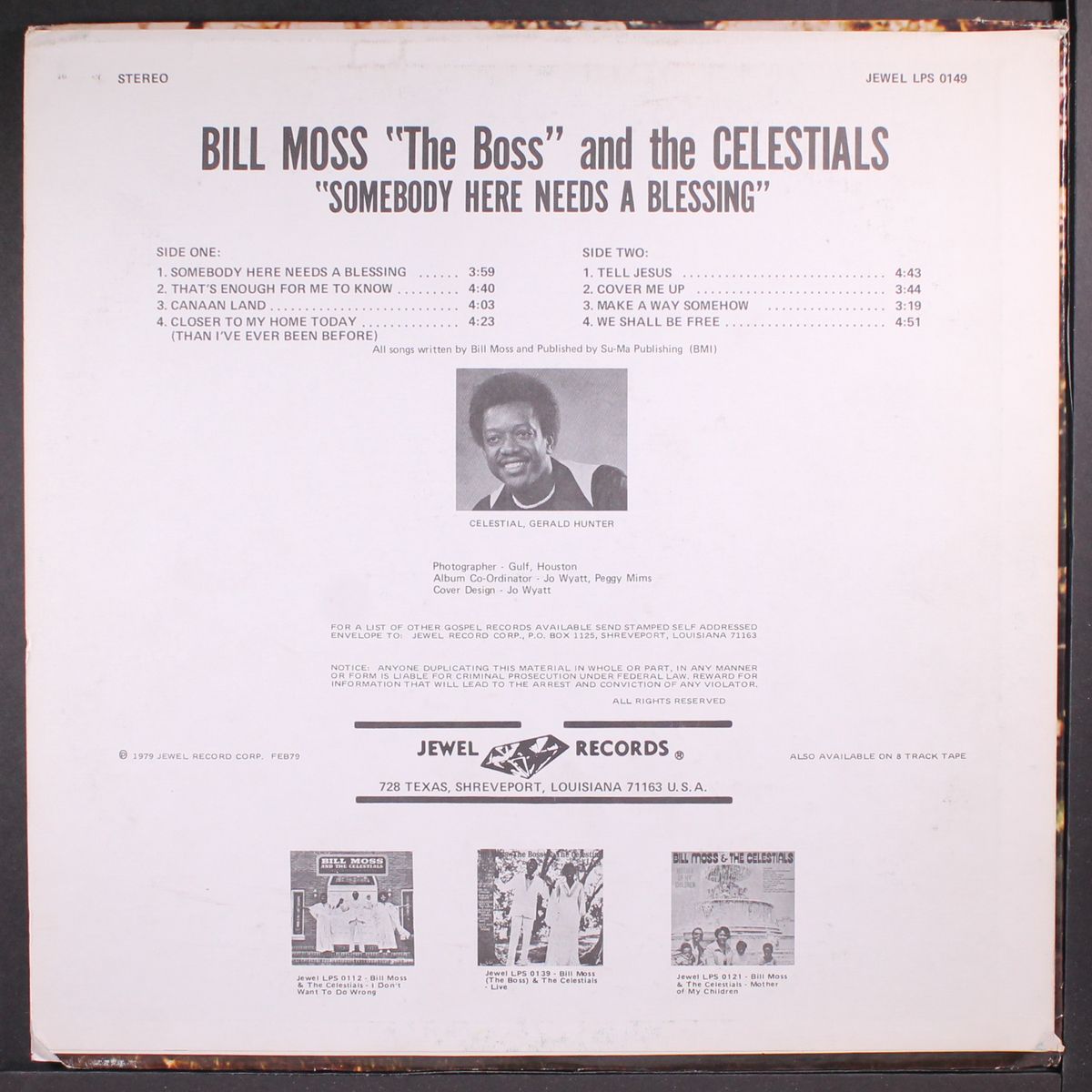 somebody here needs a blessing by BILL MOSS & CELESTIALS