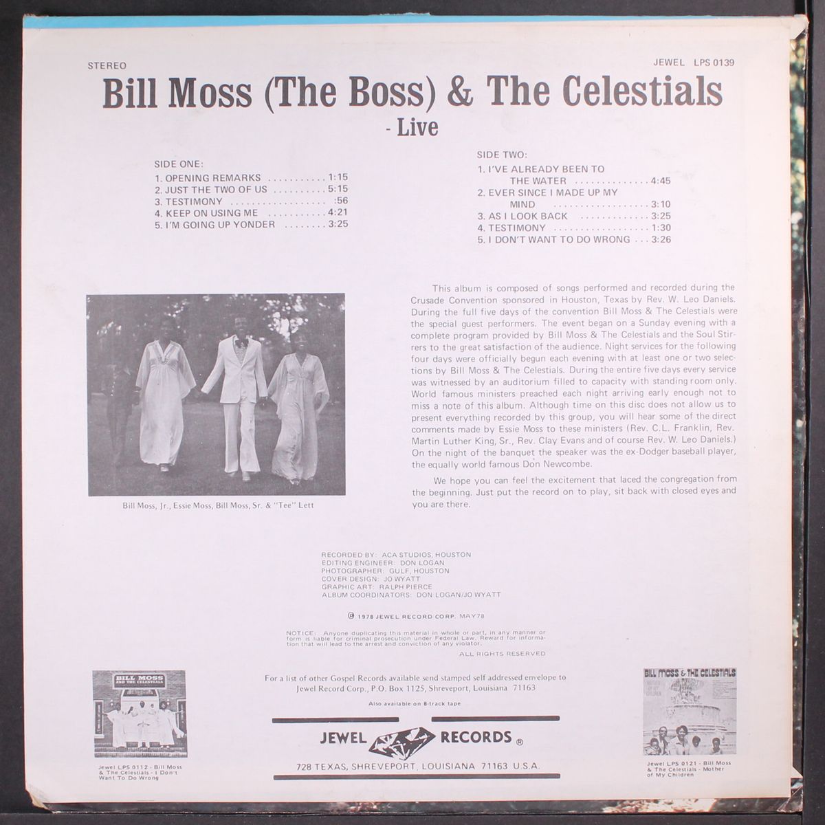 live by BILL MOSS & CELESTIALS