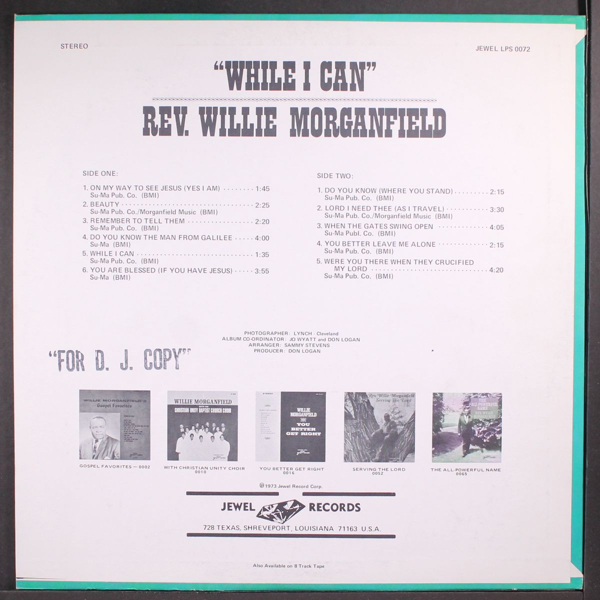 while i can by REV. WILLIE MORGANFIELD