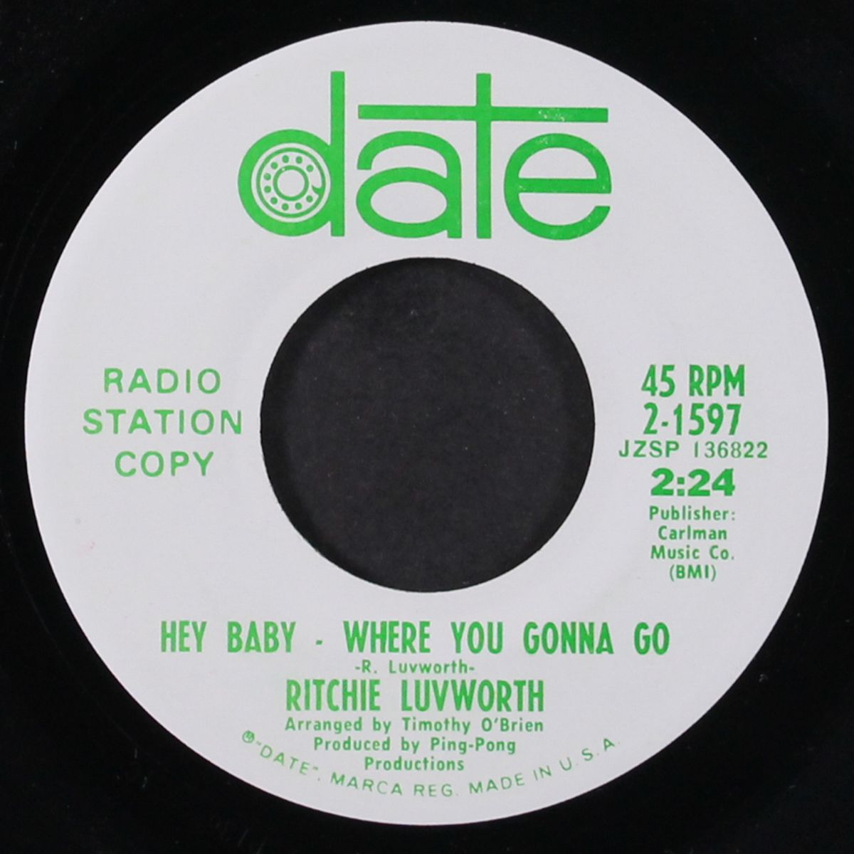 girl of mine / hey baby - where you gonna go by RITCHIE LUVWORTH