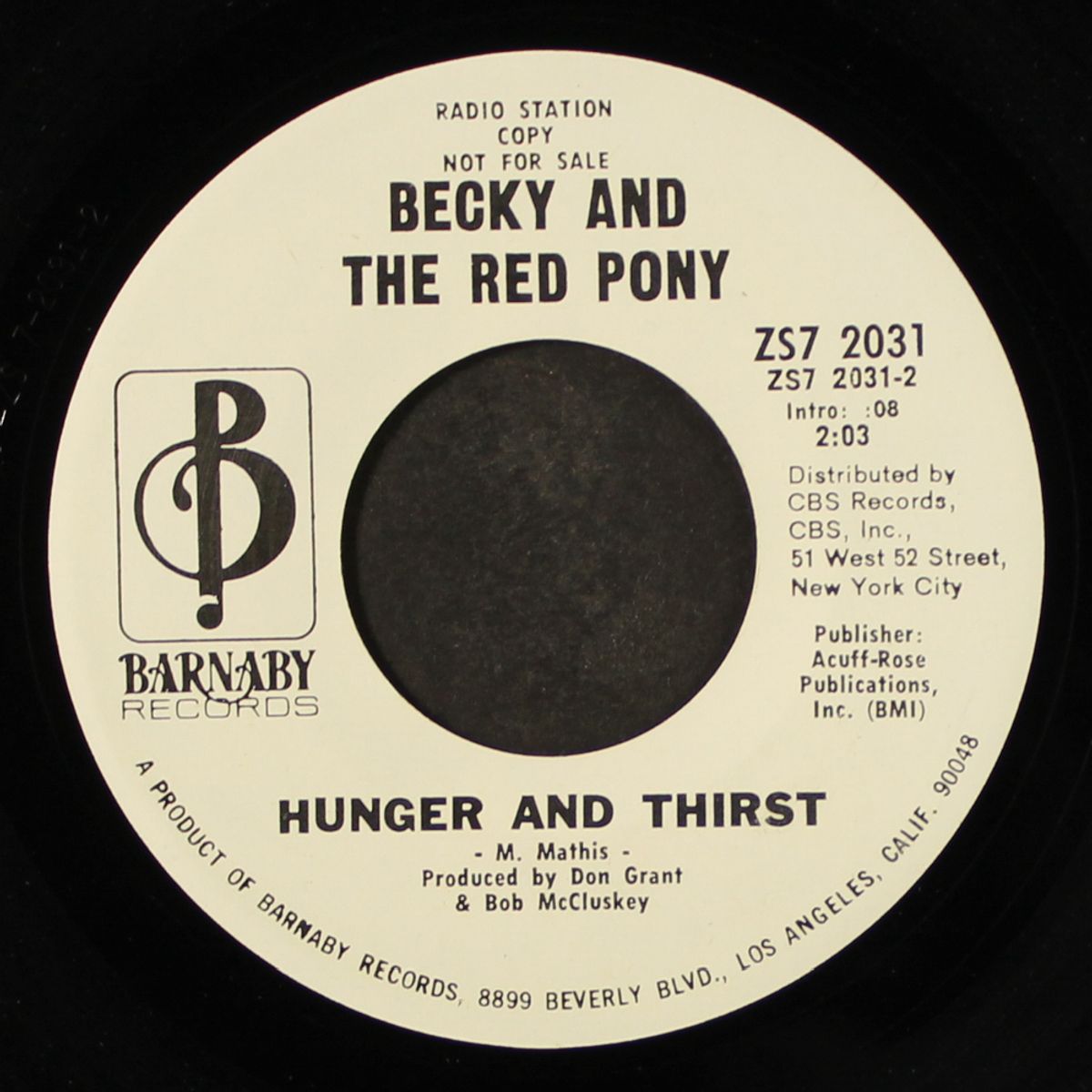 (baby) i get the same old feelin' / hunger and thirst by BECKY AND THE RED PONY