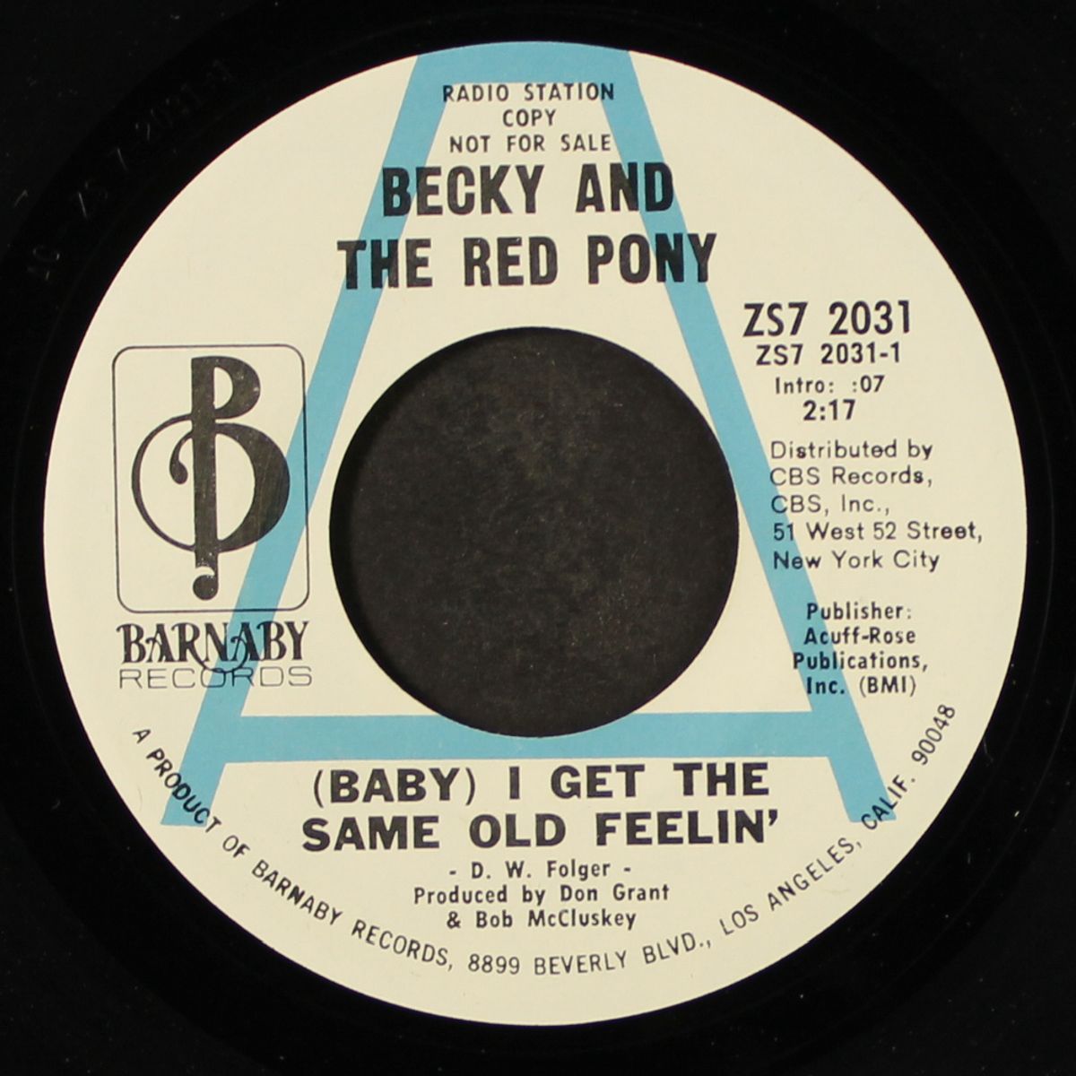 (baby) i get the same old feelin' / hunger and thirst by BECKY AND THE RED PONY
