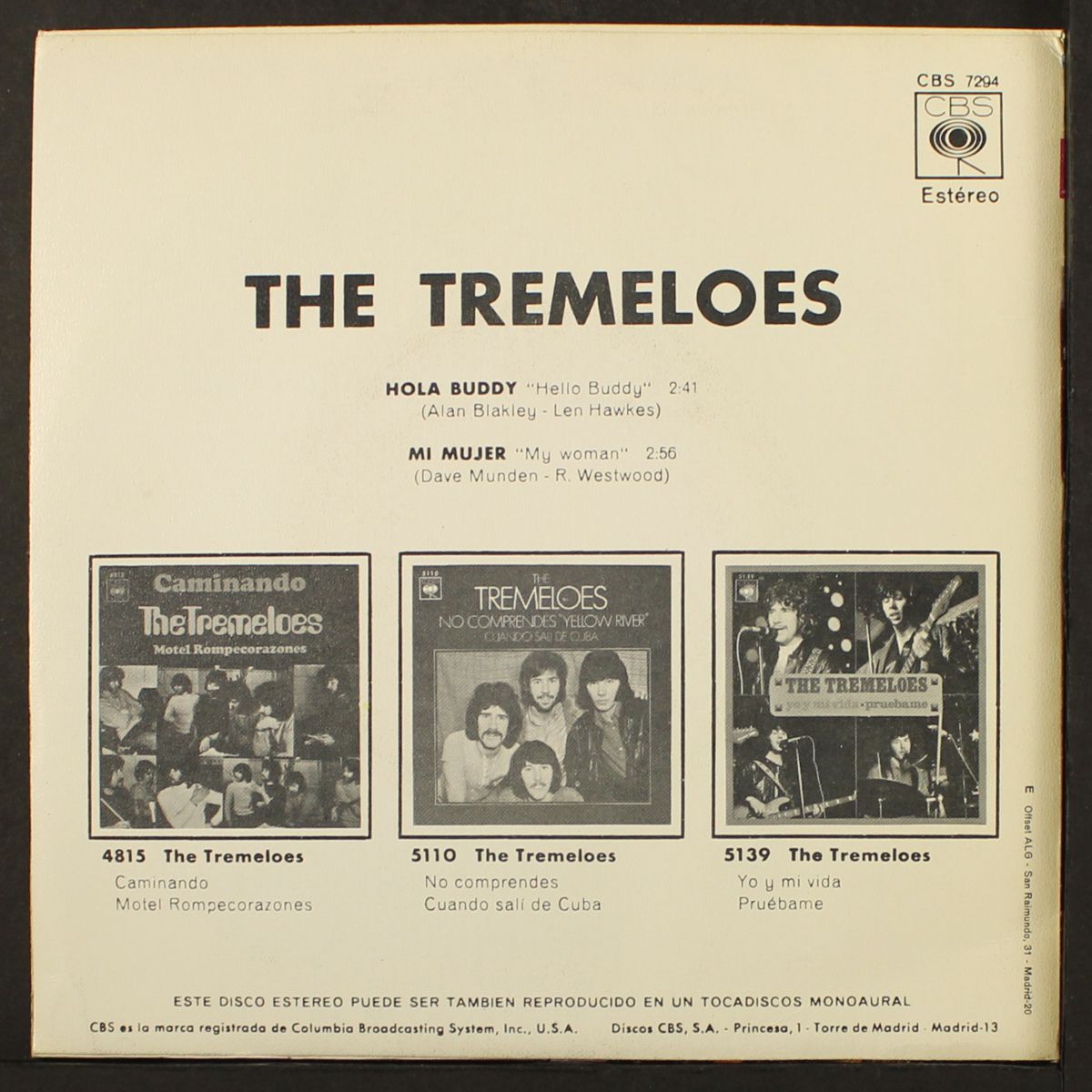 hello buddy / my woman by TREMELOES
