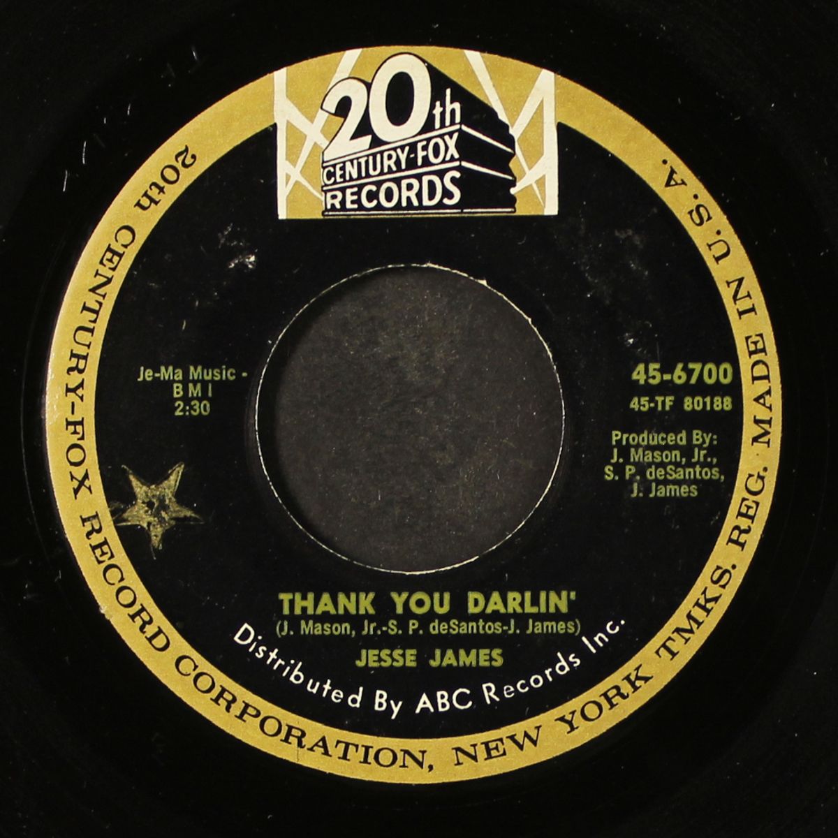 thank you darlin' / bring my baby back by JESSE JAMES