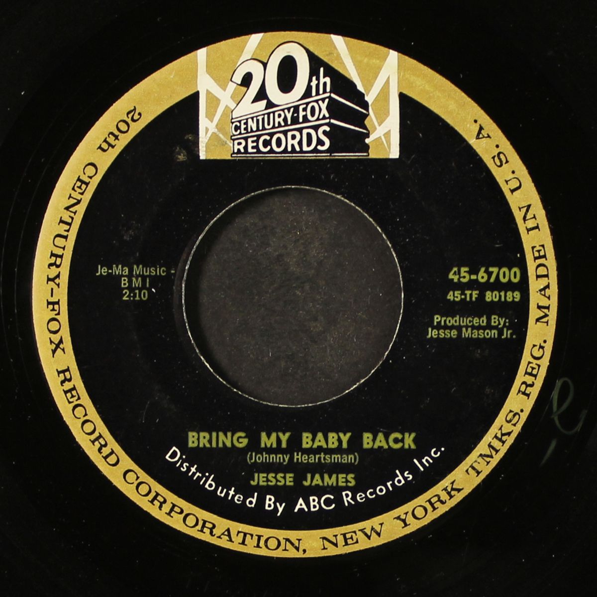 thank you darlin' / bring my baby back by JESSE JAMES