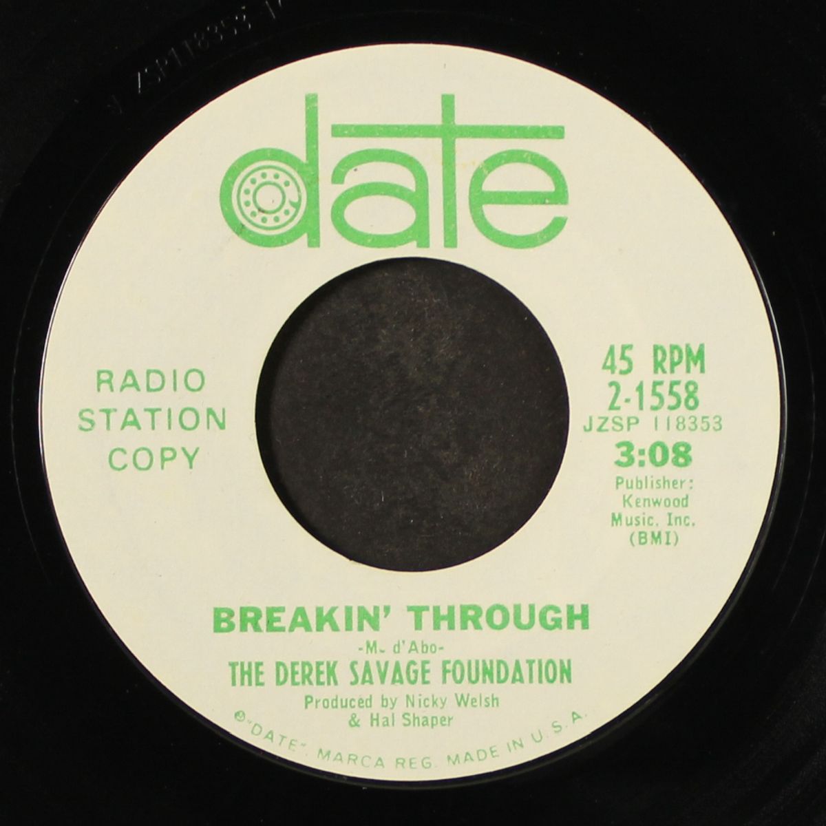 breakin' through / please stop the wedding by DEREK SAVAGE FOUNDATION