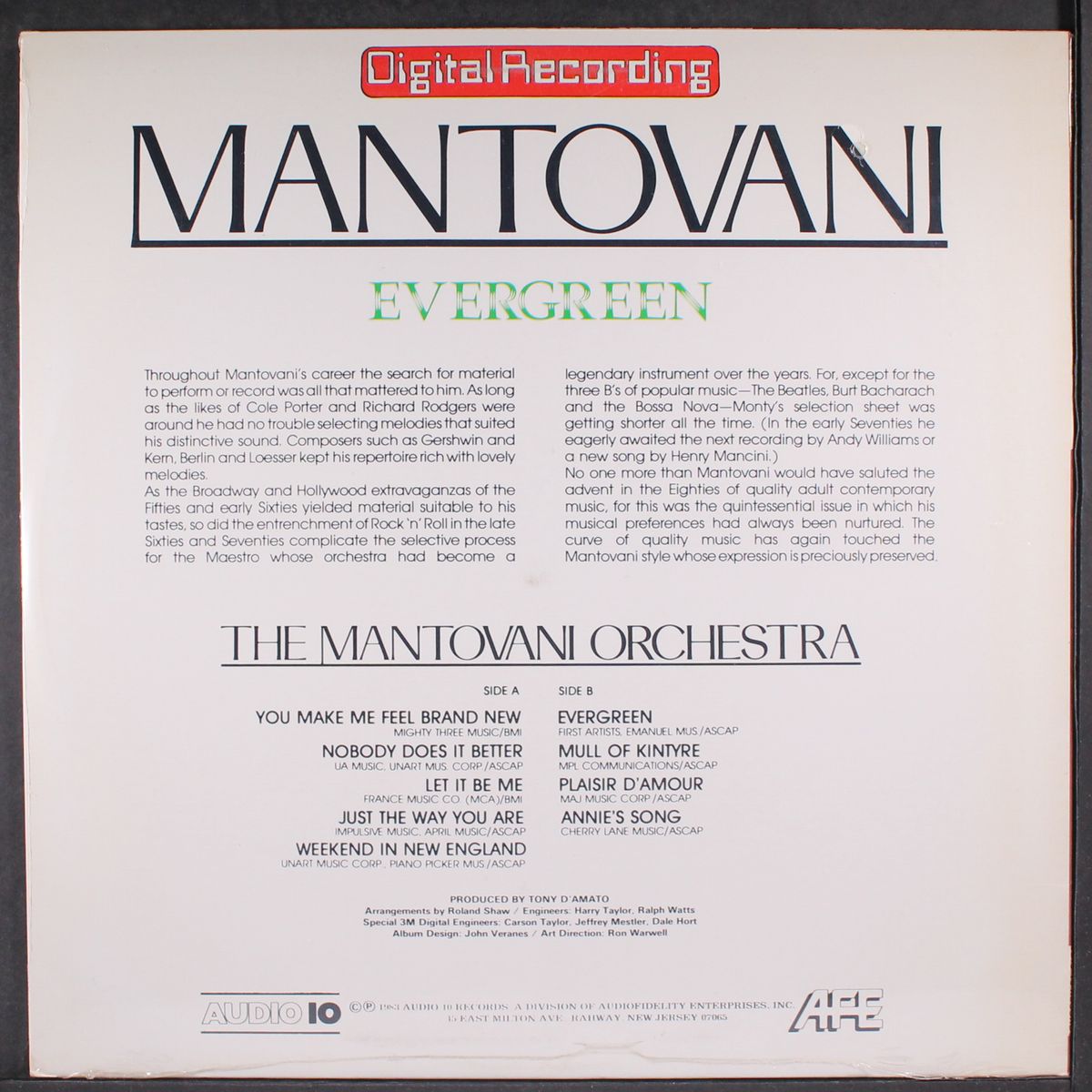 evergreen by MANTOVANI