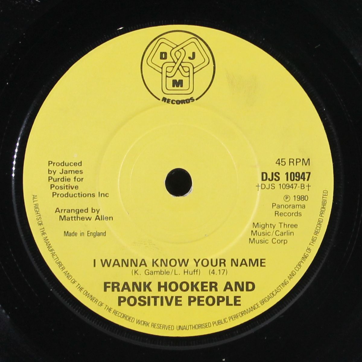 this feelin' / i wanna know your name by FRANK HOOKER & POSITIVE PEOPLE