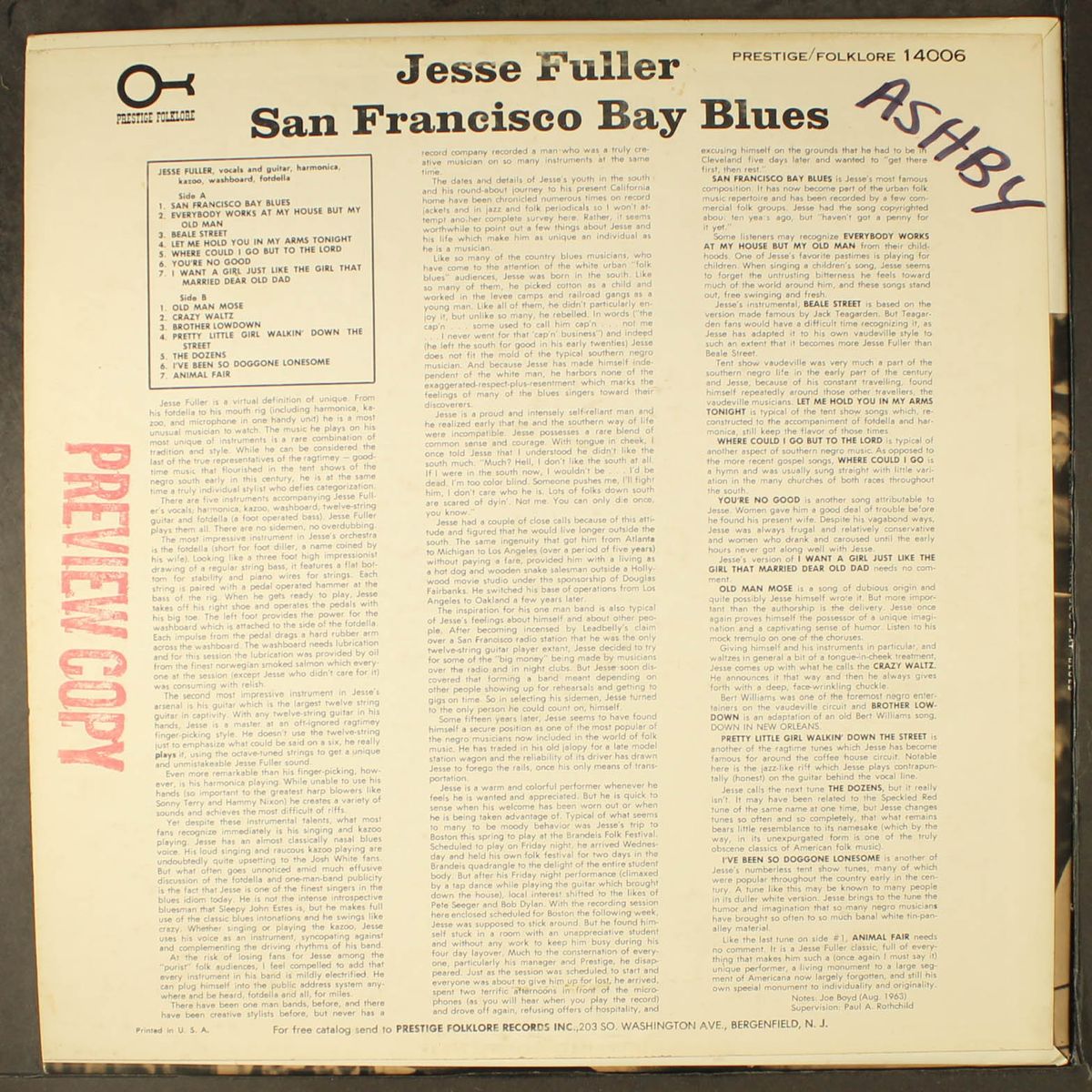 san francisco bay blues by JESSE FULLER