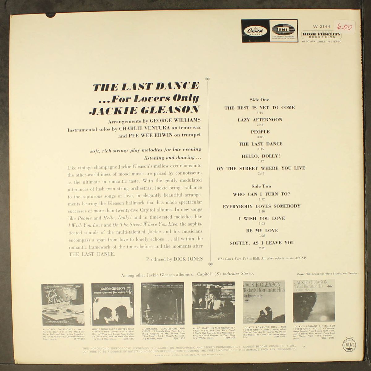 the last dance for lovers only by JACKIE GLEASON