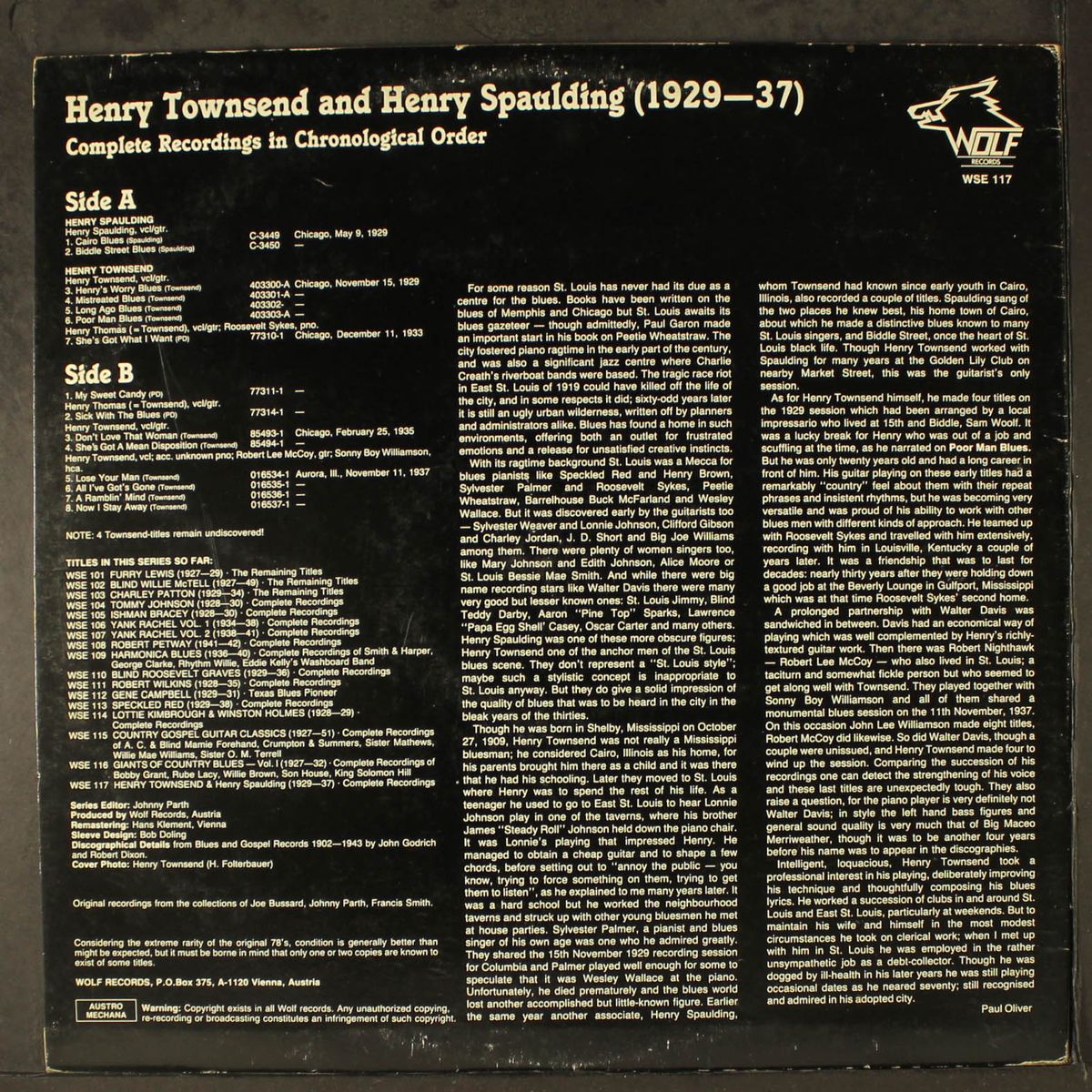 complete recordings by HENRY TOWNSEND & HENRY SPAULDING
