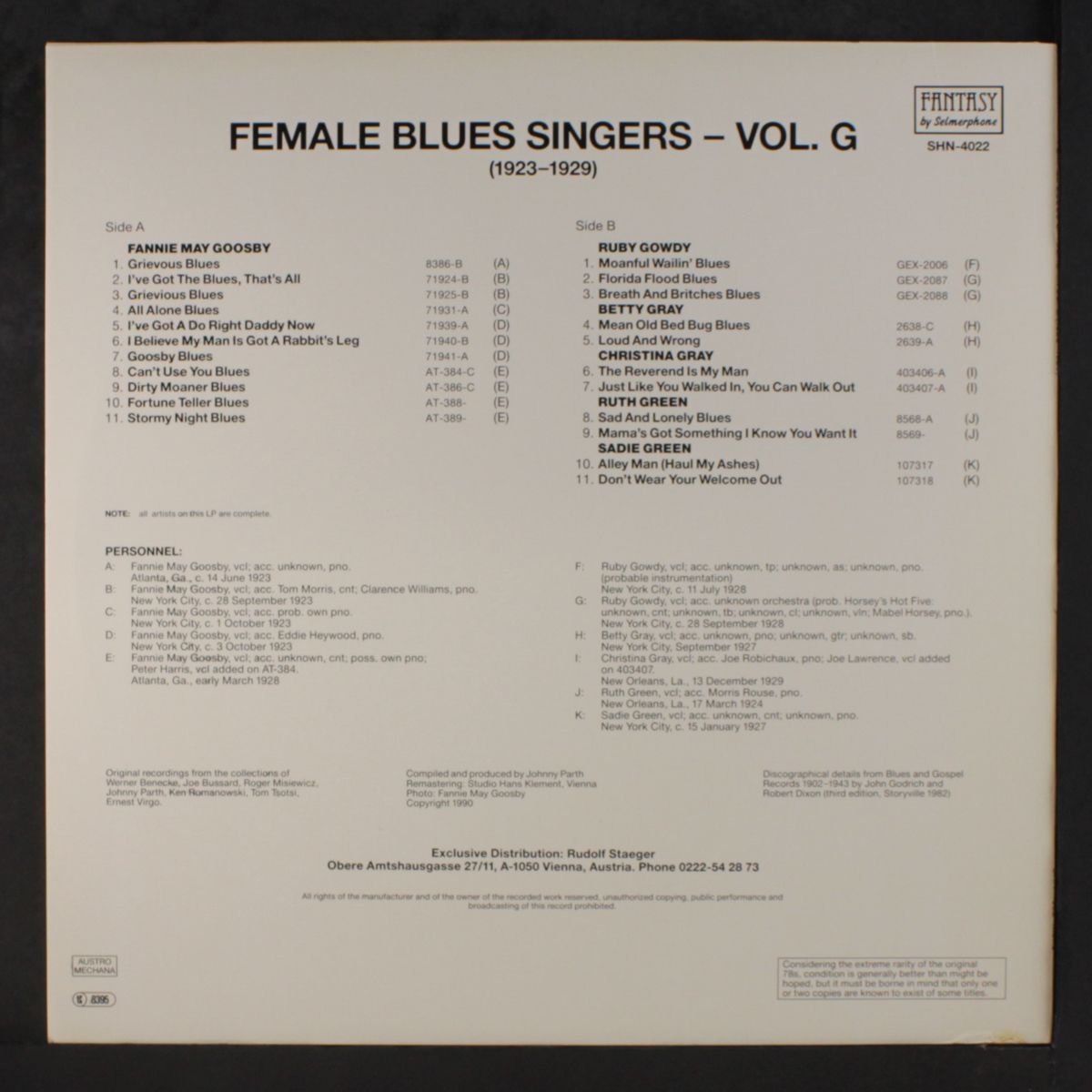 female blues singers, vol. g (1923-1930) by VARIOUS