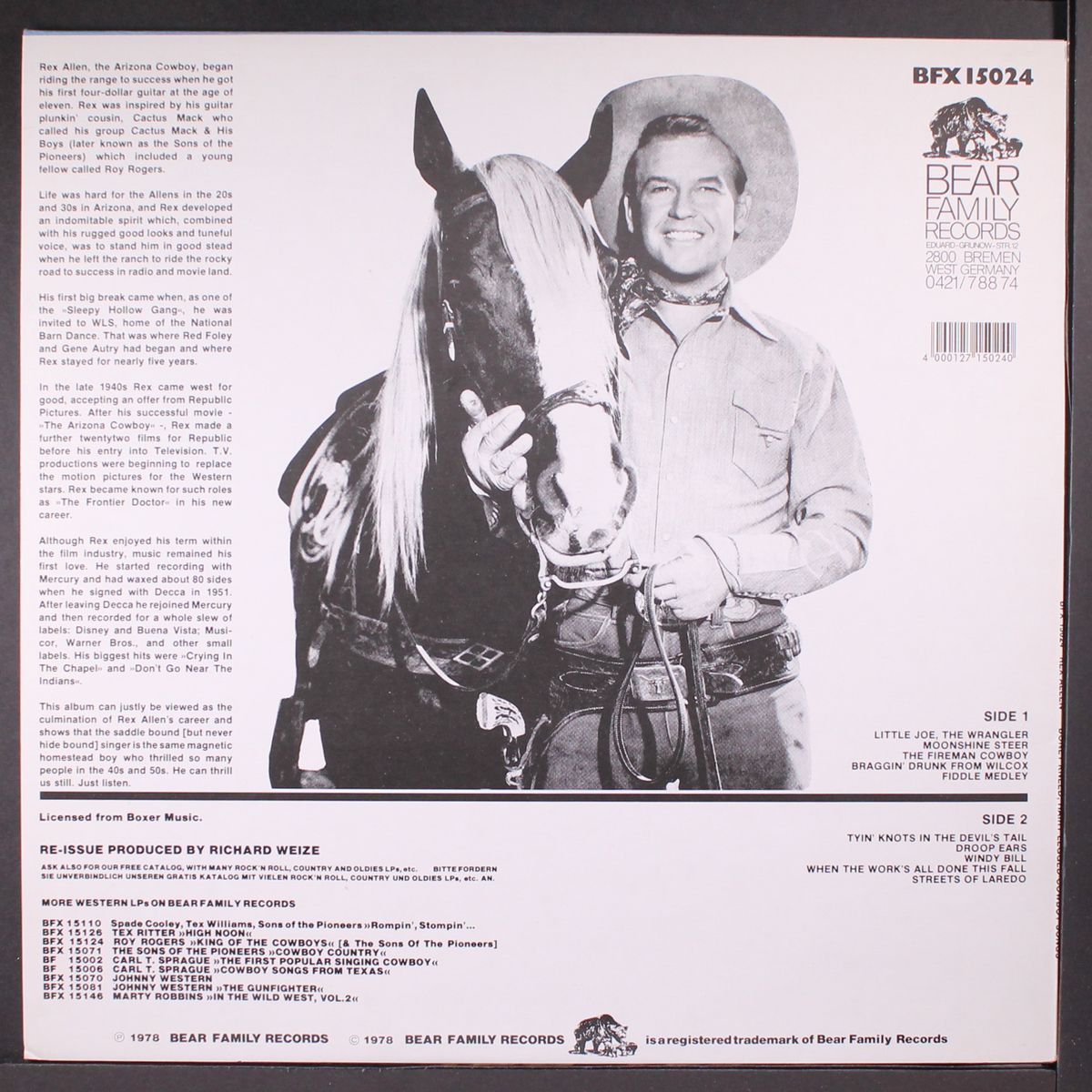 boney kneed hairy legged cowboy songs by REX ALLEN