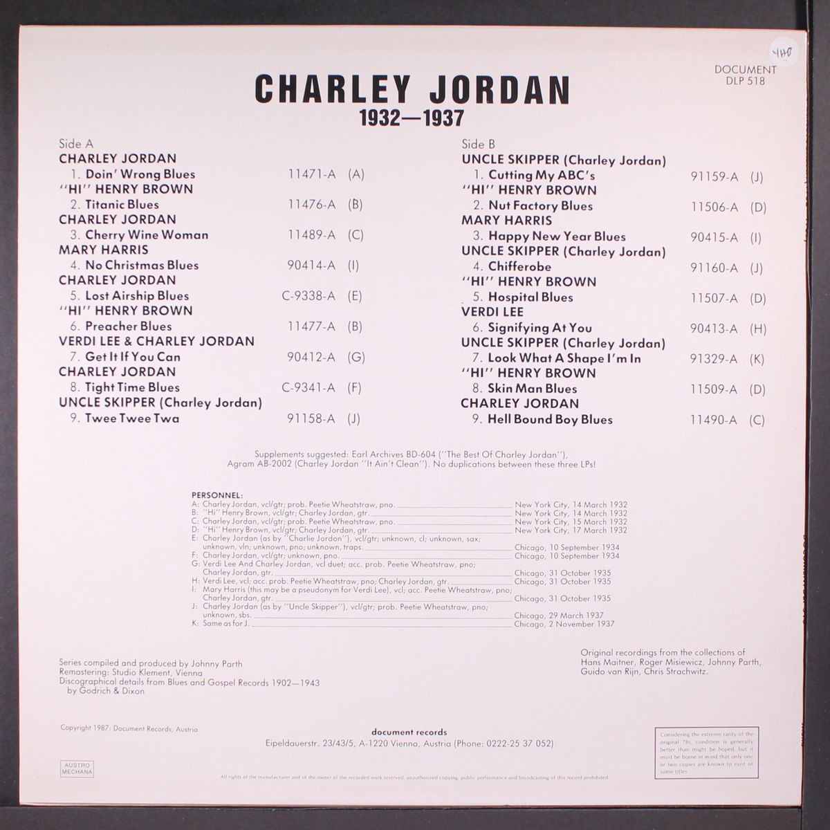 1932-37 by CHARLEY JORDAN