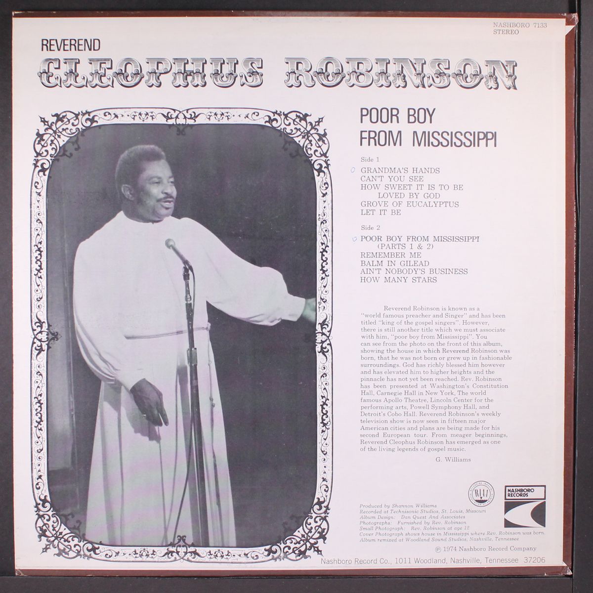 poor boy from mississippi by REVEREND CLEOPHUS ROBINSON