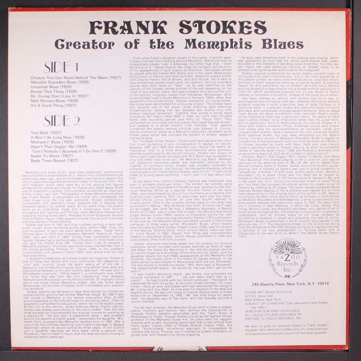 creator of the memphis blues by FRANK STOKES