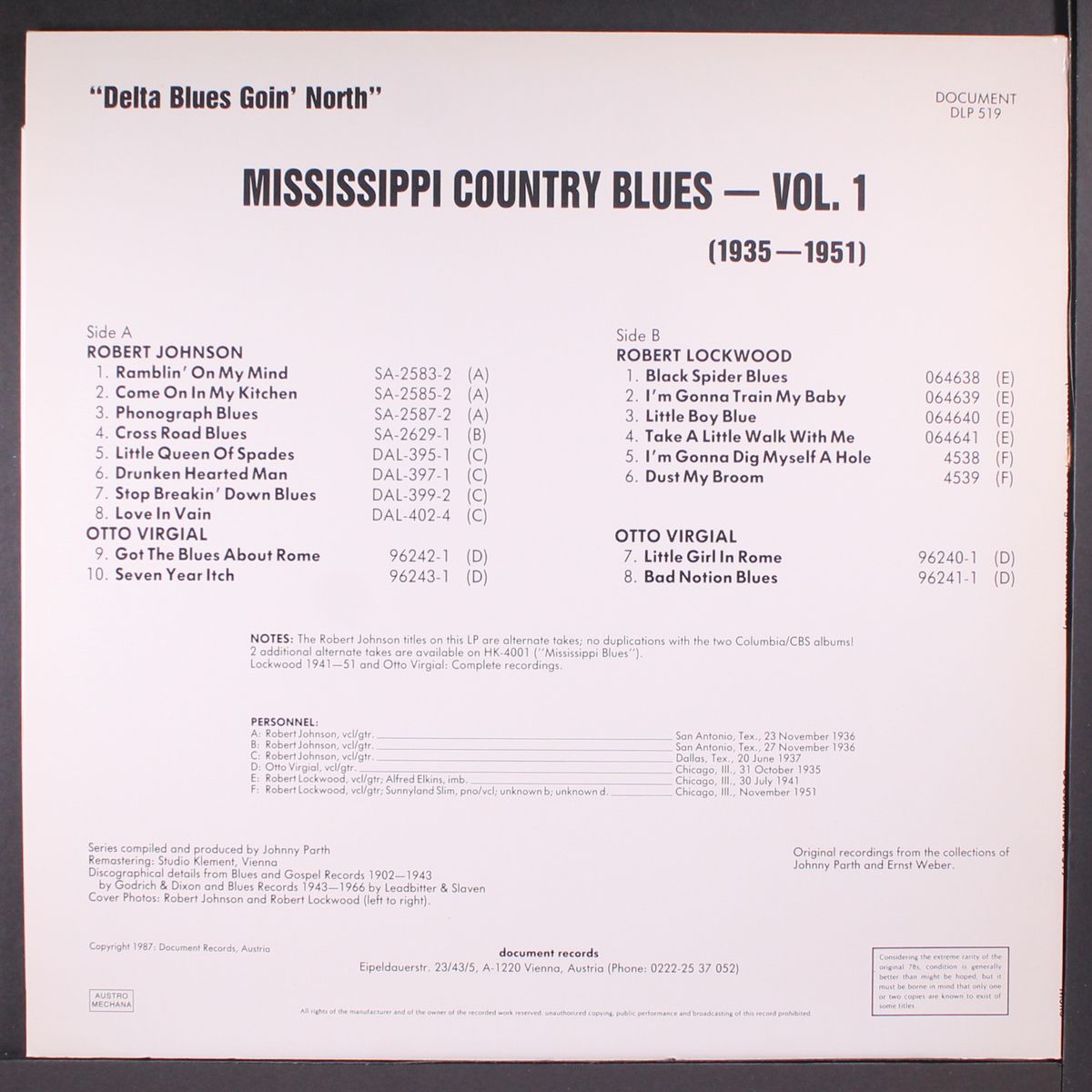 mississippi country blues, vol. 1 by ROBERT JOHNSON, ROBERT LOCKWOOD, O VIRGIAL
