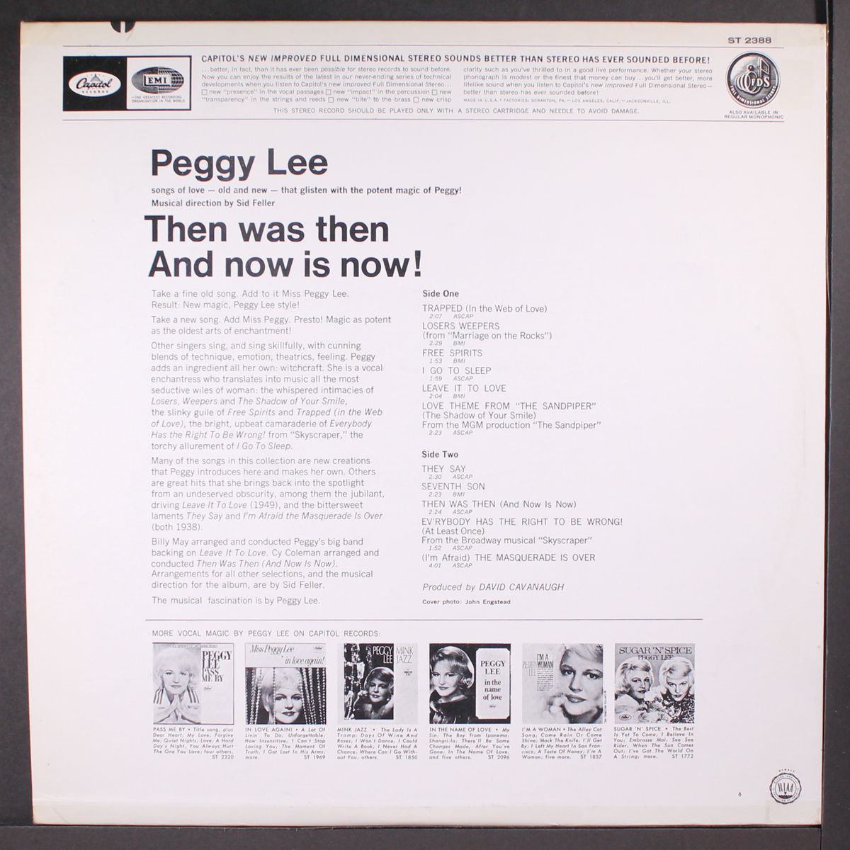 then was then and now is now! by PEGGY LEE