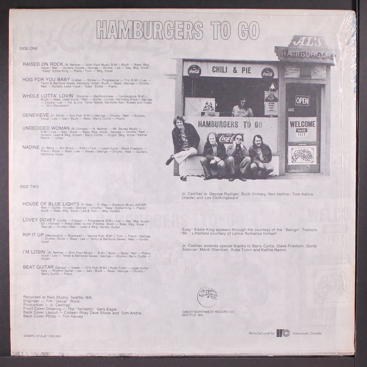 hamburgers to go by JR. CADILLAC
