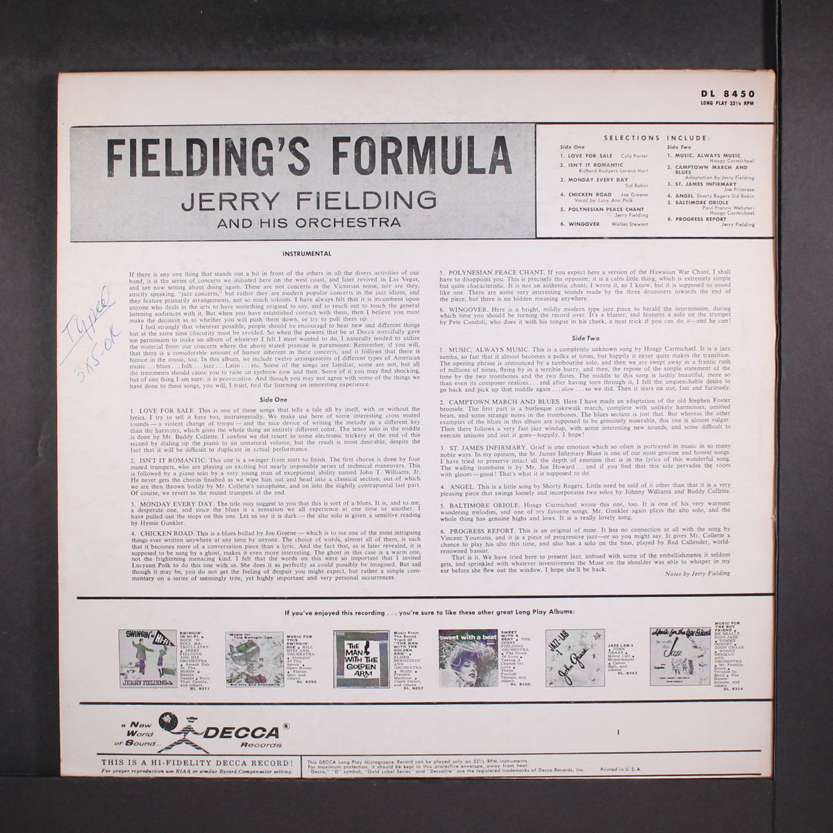 fielding's formula by JERRY FIELDING