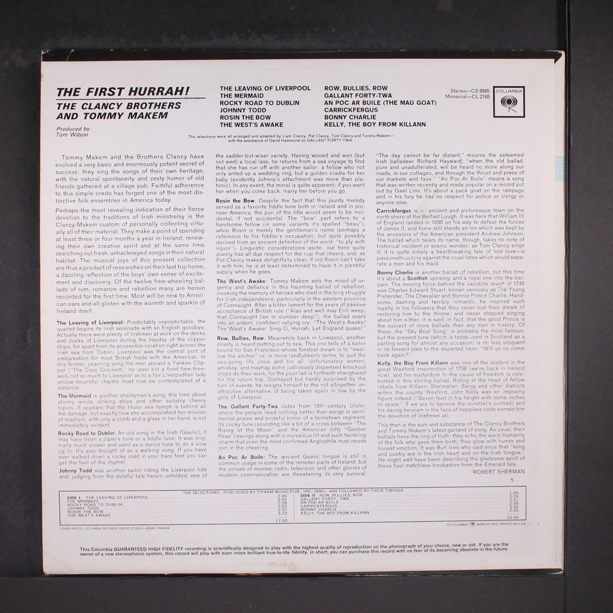 the first hurrah by CLANCY BROTHERS & TOMMY MAKEM