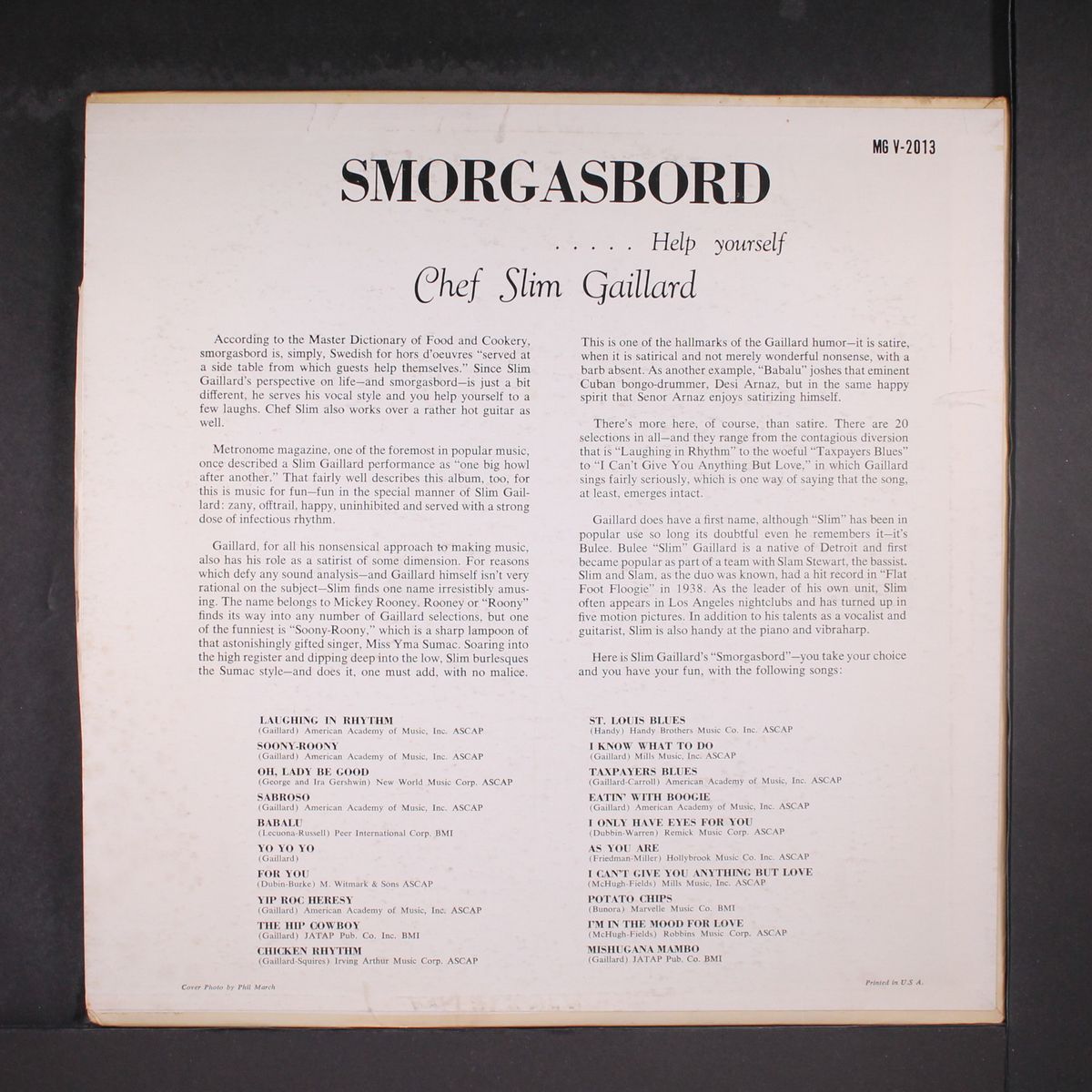 smorgasbord...help yourself! by SLIM GAILLARD