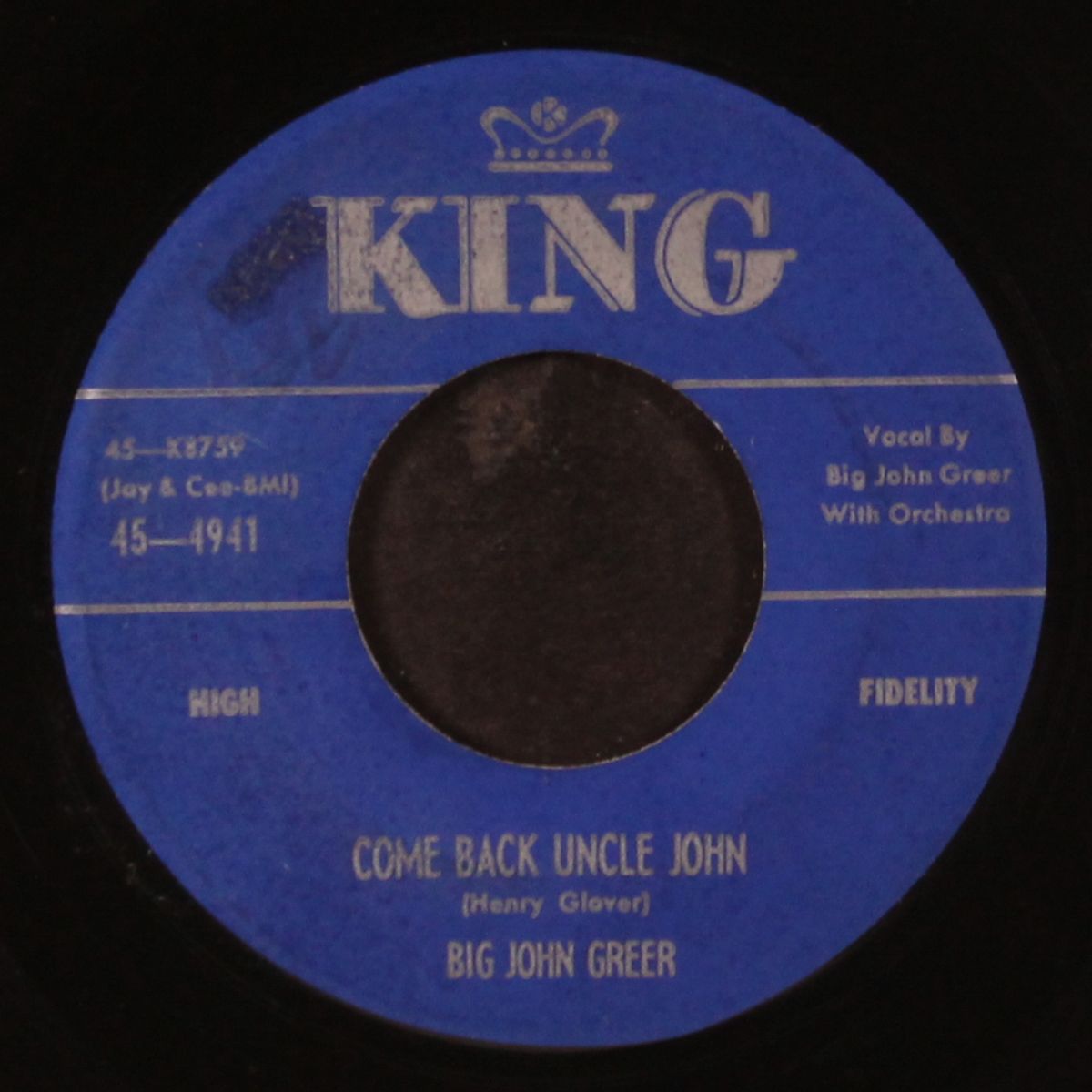 come back uncle john / let me come home by BIG JOHN GREER