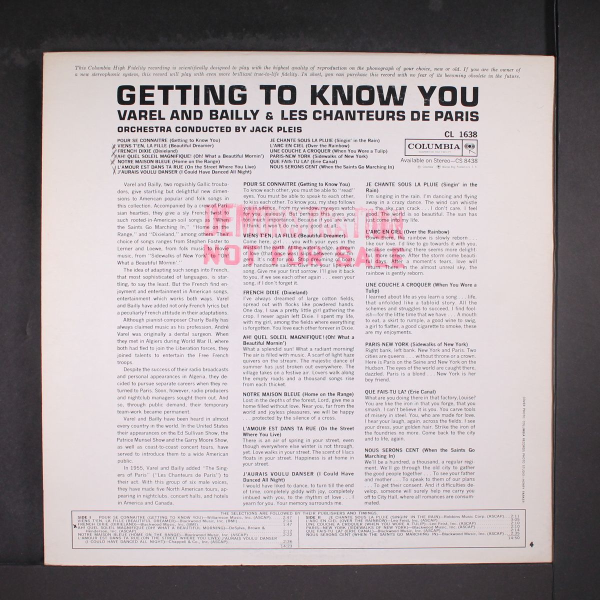 getting to know you by VAREL & BAILLY & LES CHANTEURS DE PARIS