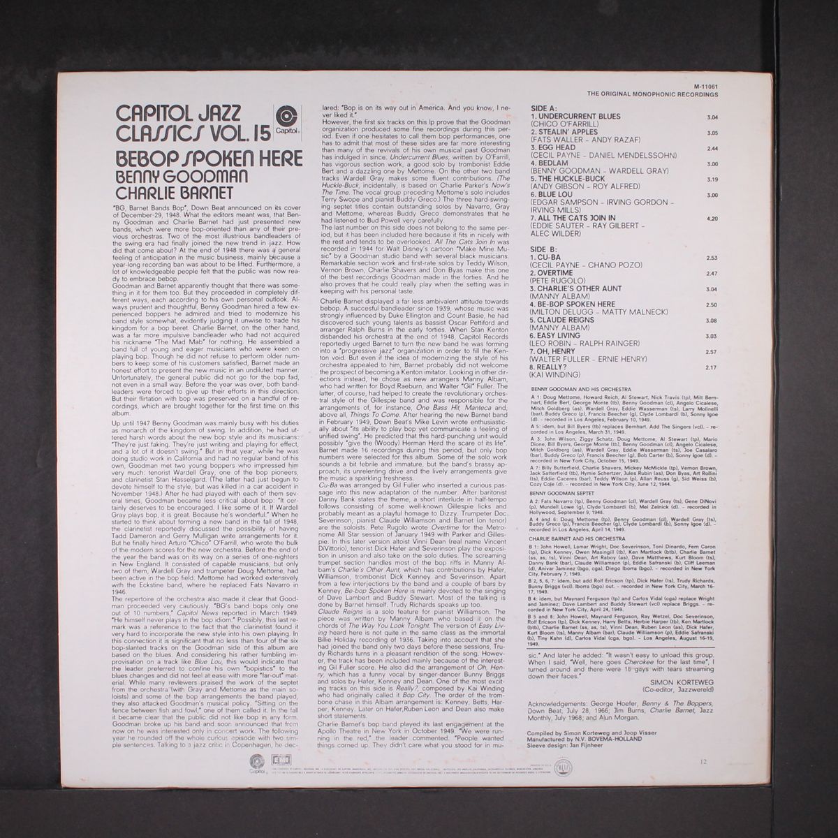 bebop spoken here by BENNY GOODMAN/ CHARLIE BARNET