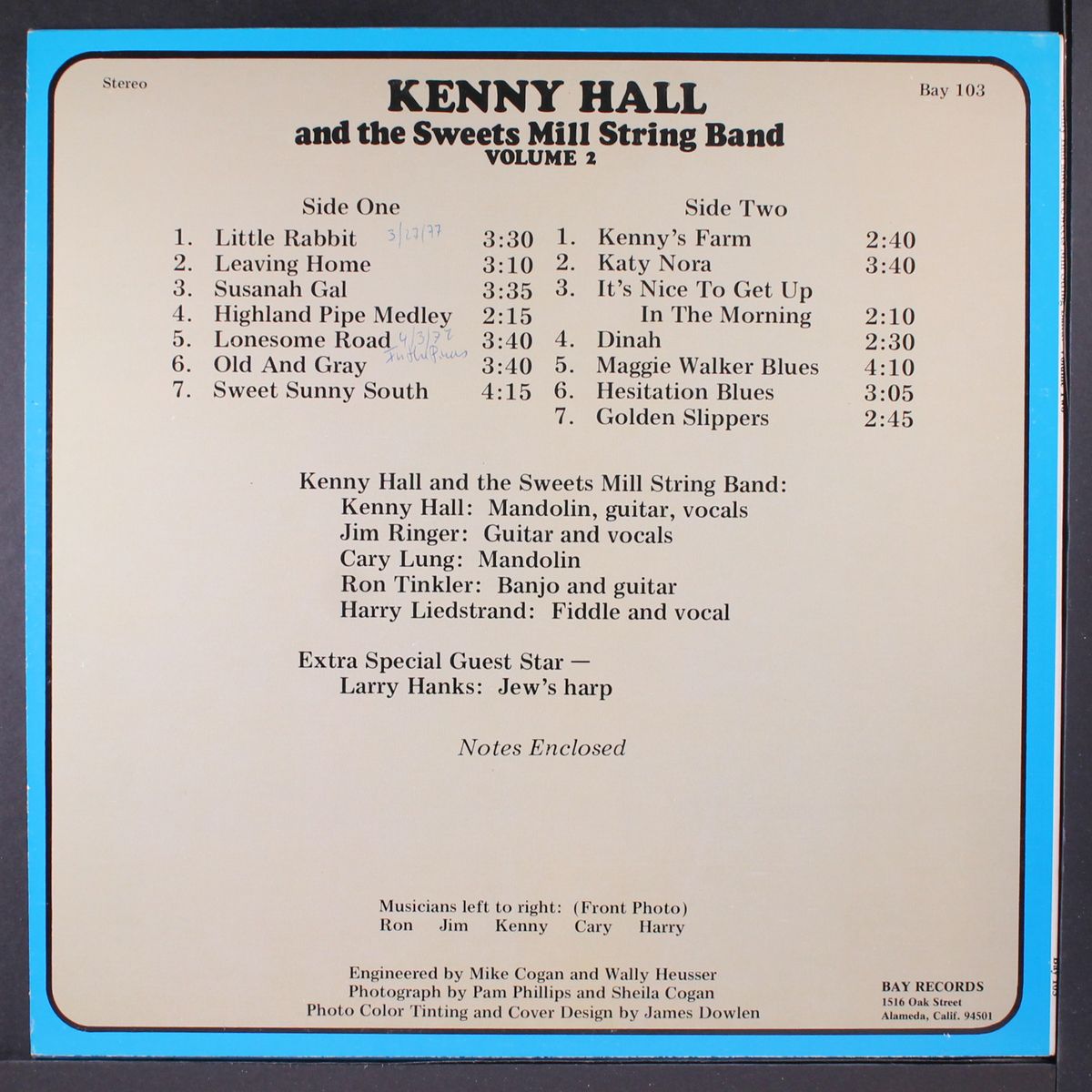 vol. 2 by KENNY HALL & SWEETS MILL STRING BAND
