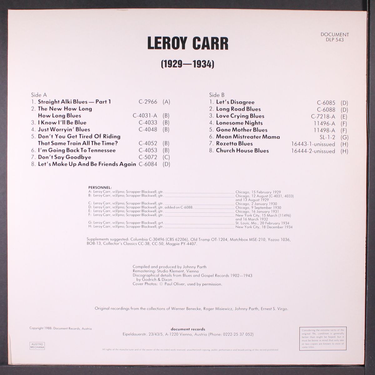 1929-1934 by LEROY CARR & SCRAPPER BLACKWELL