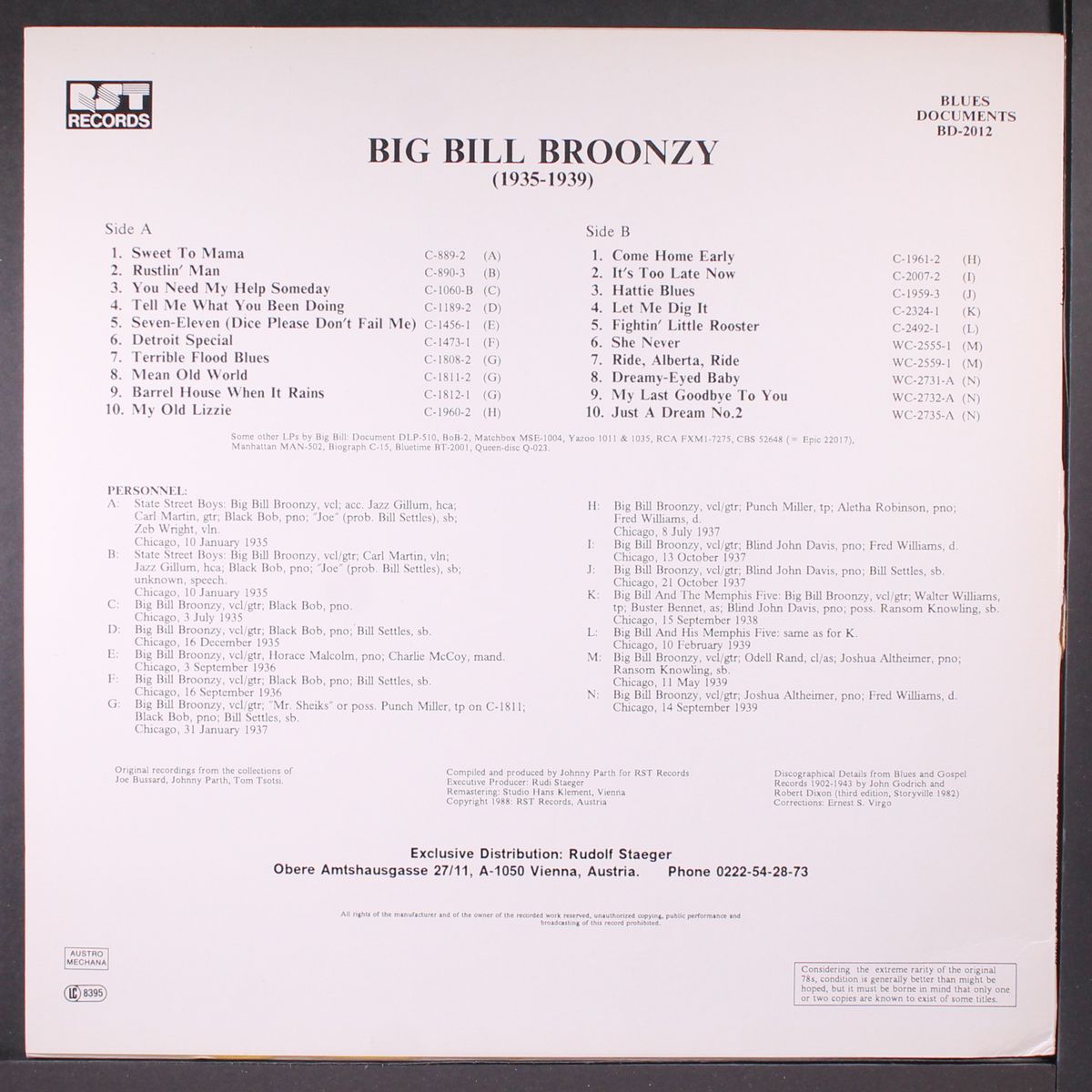 1935-1939 by BIG BILL BROONZY