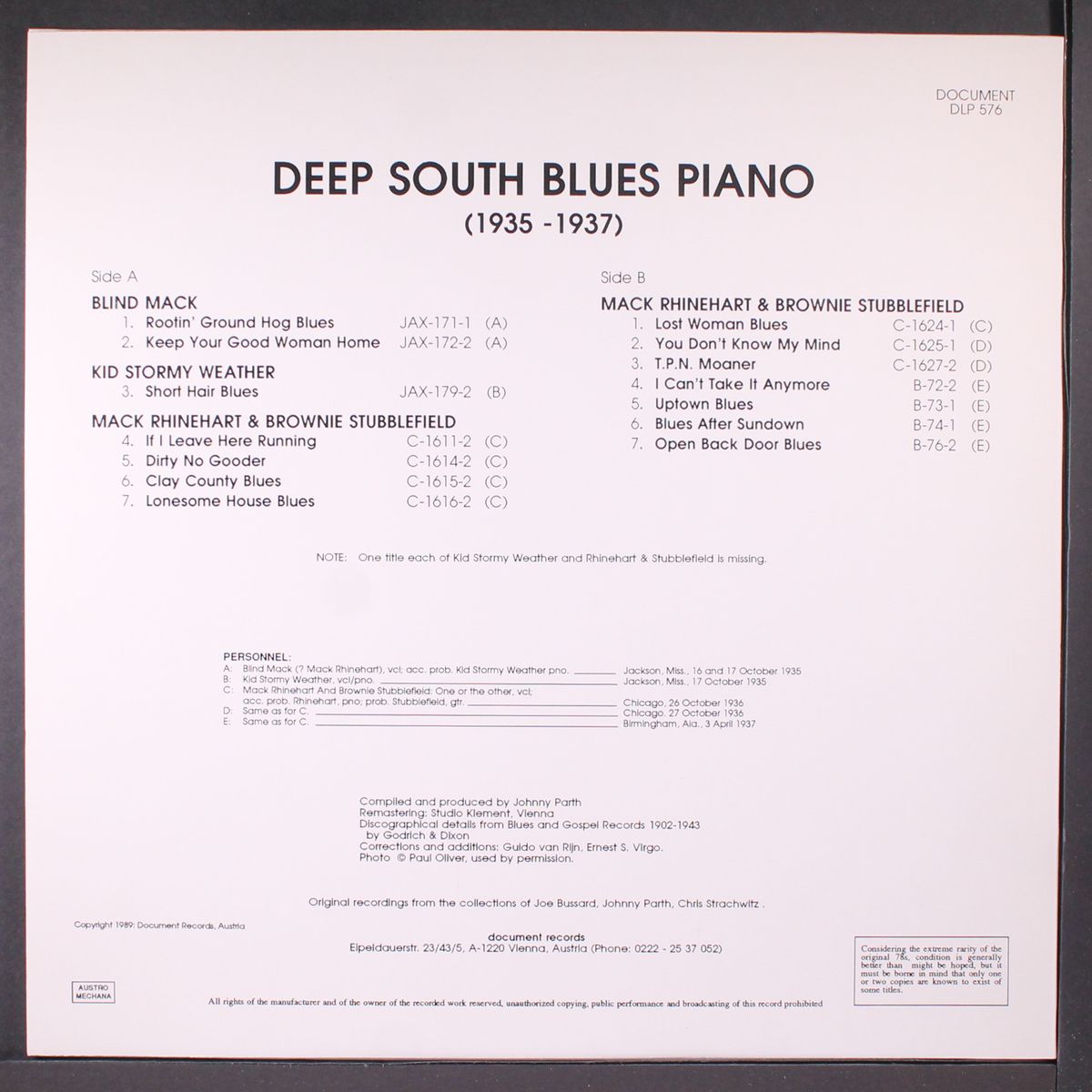 deep south blues piano, 1935-1937 by VARIOUS