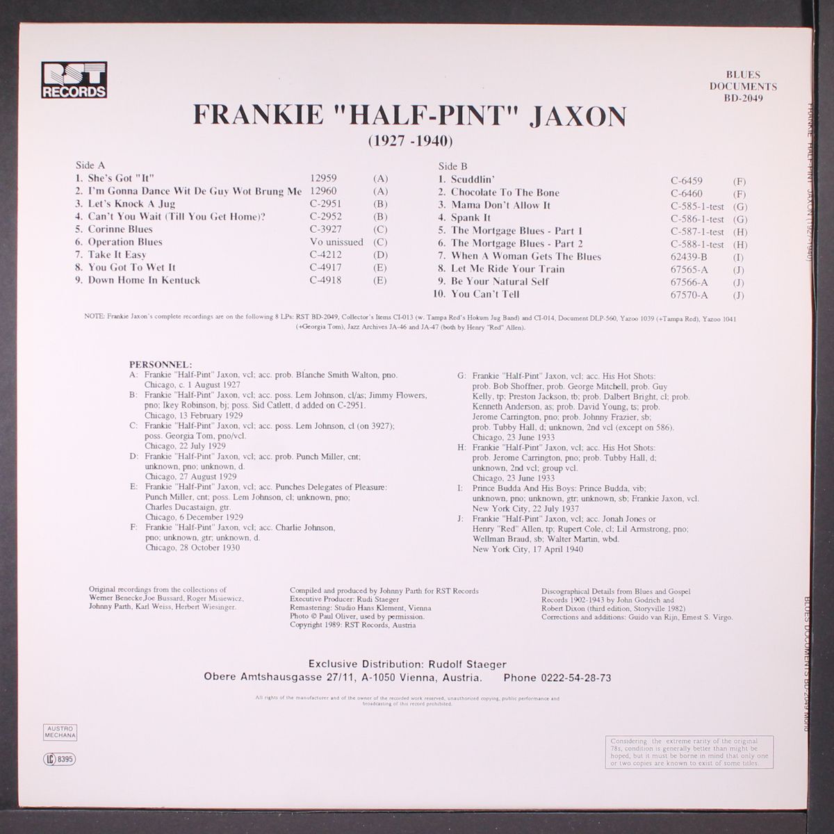 the remaining titles by FRANKIE 'HALF-PINT' JAXON