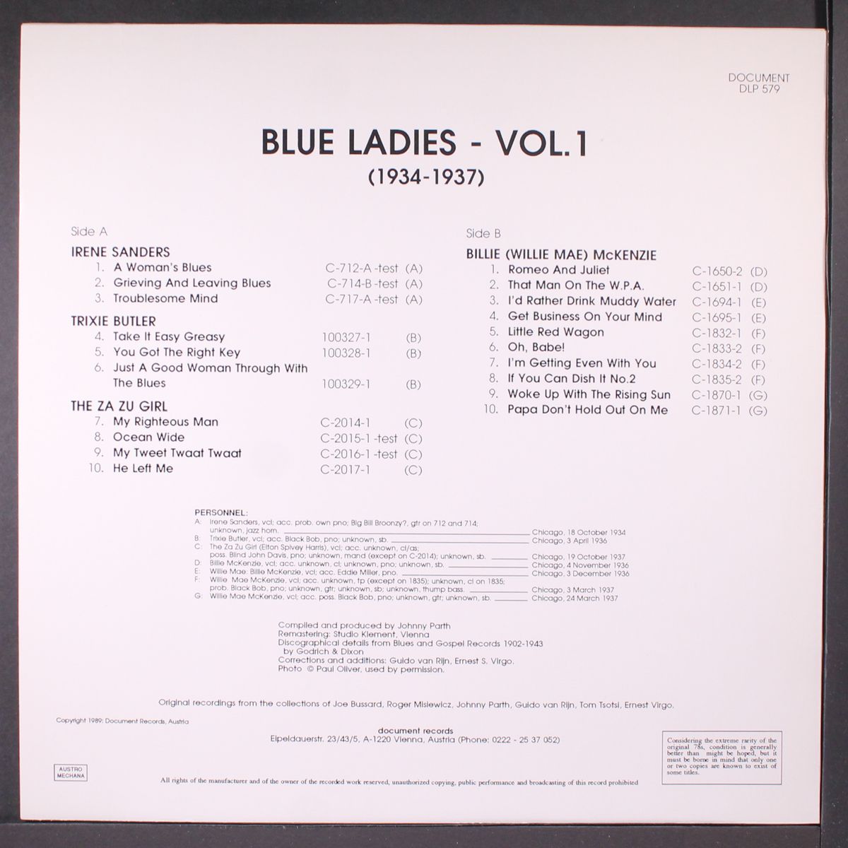 blue ladies, vol. 1 1934-1937 by VARIOUS