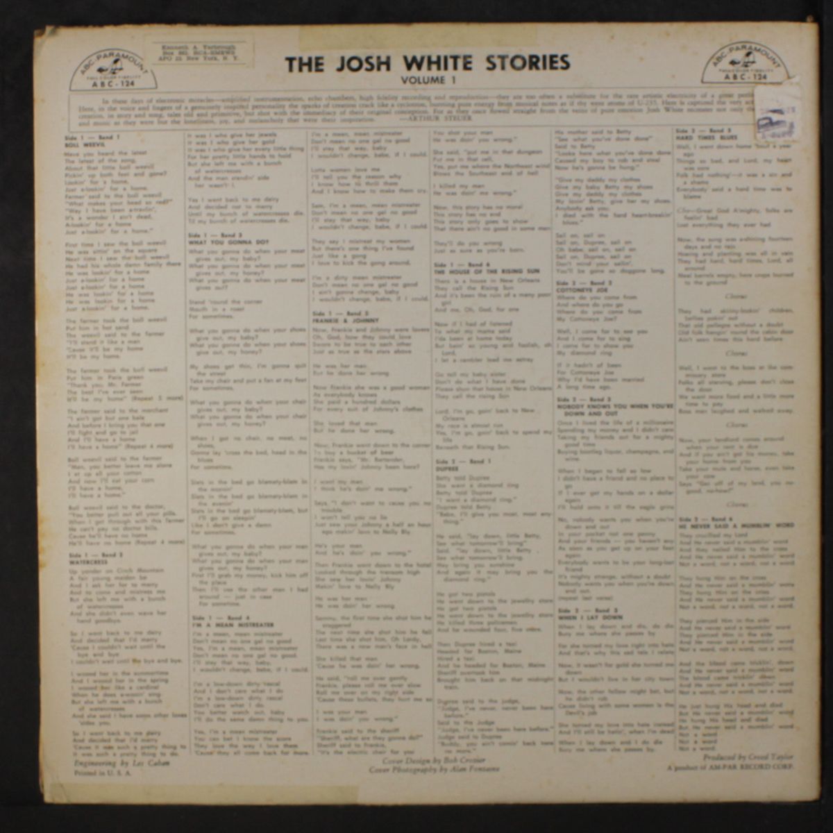 the josh white stories, vol. 1 by JOSH WHITE