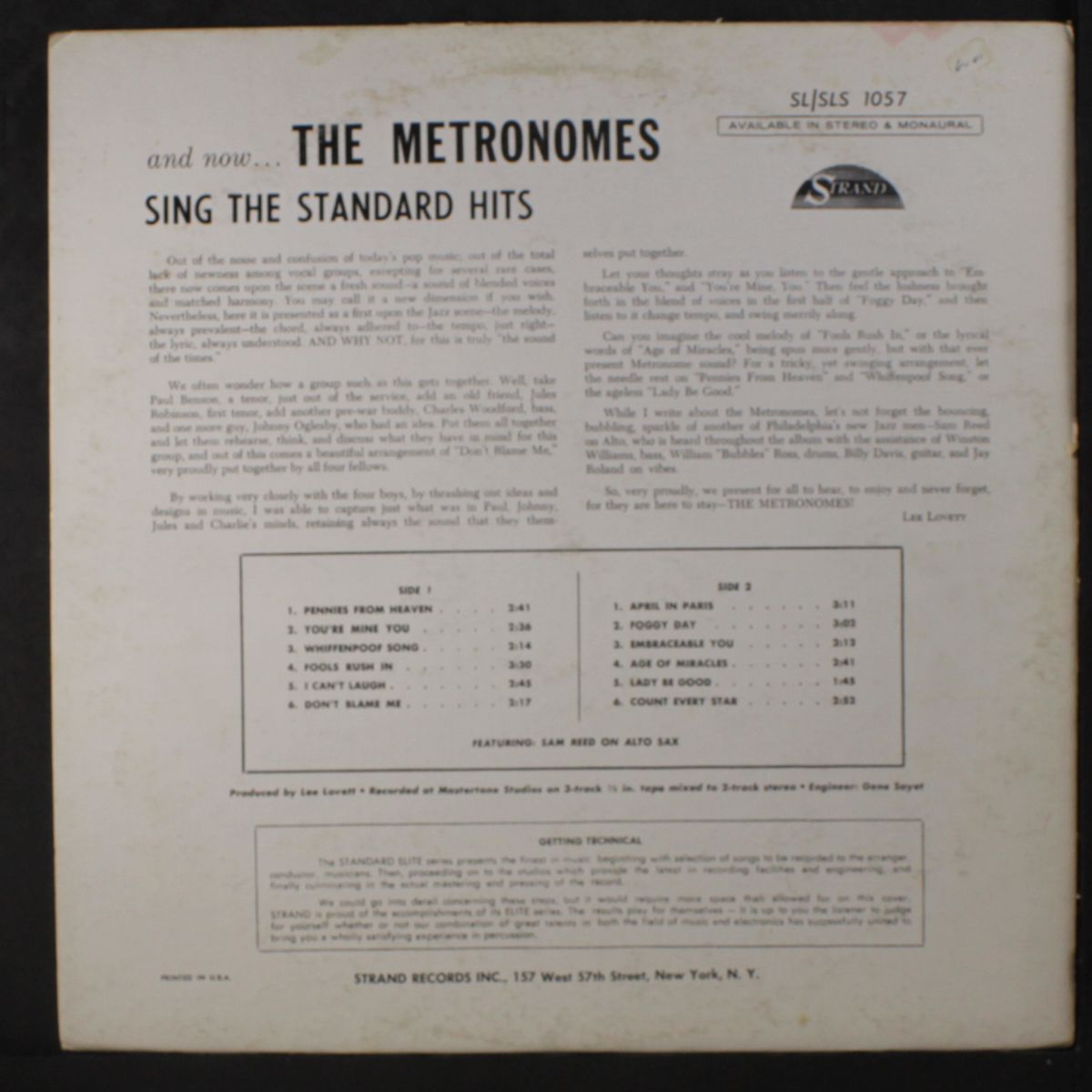 sing the standard hits by METRONOMES