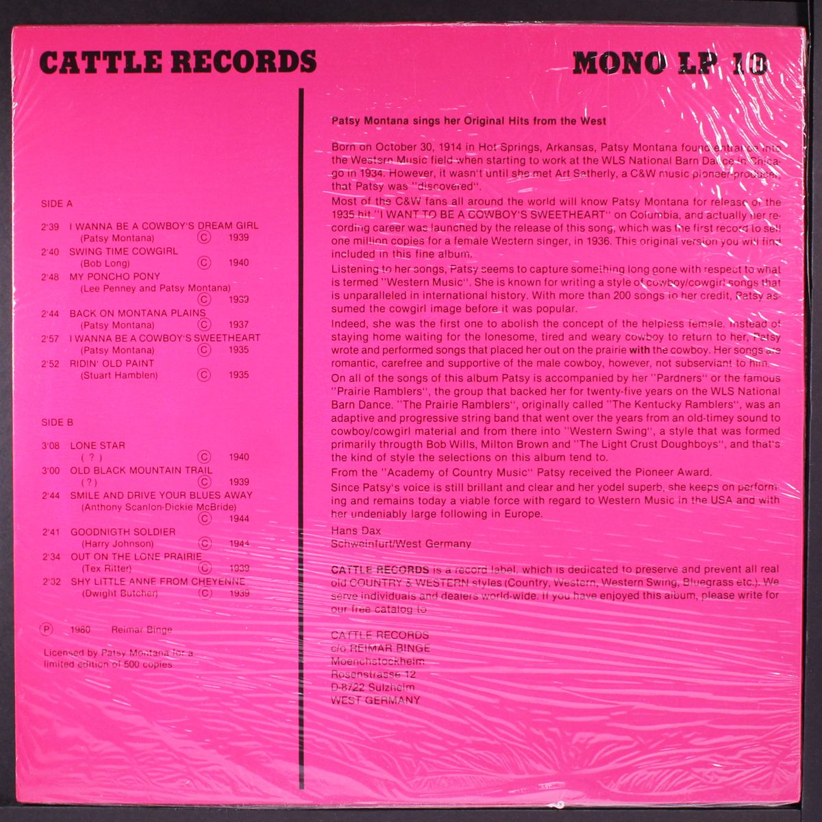 original hits from the west by PATSY MONTANA